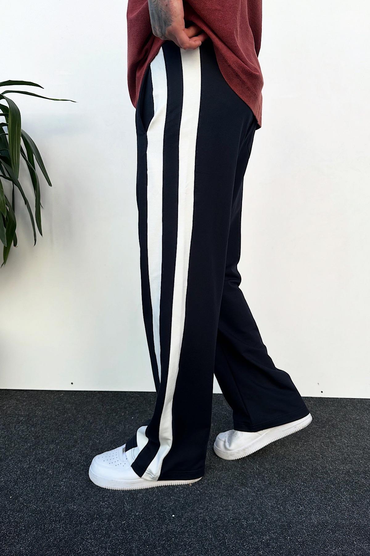 Lacivert Şerit Detaylı Baggy Eşofman
