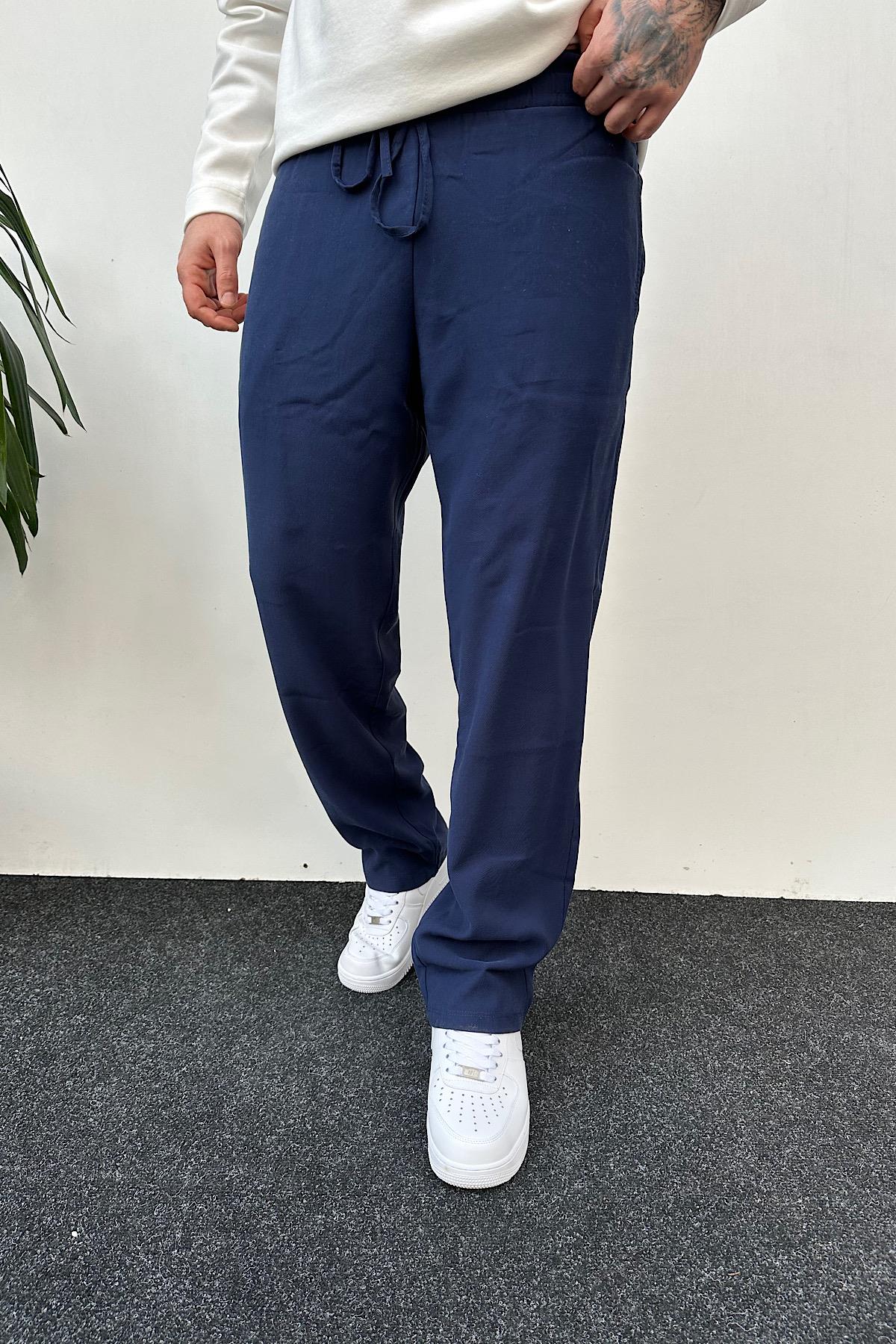 Lacivert Tensel Kumaş Baggy Pantolon