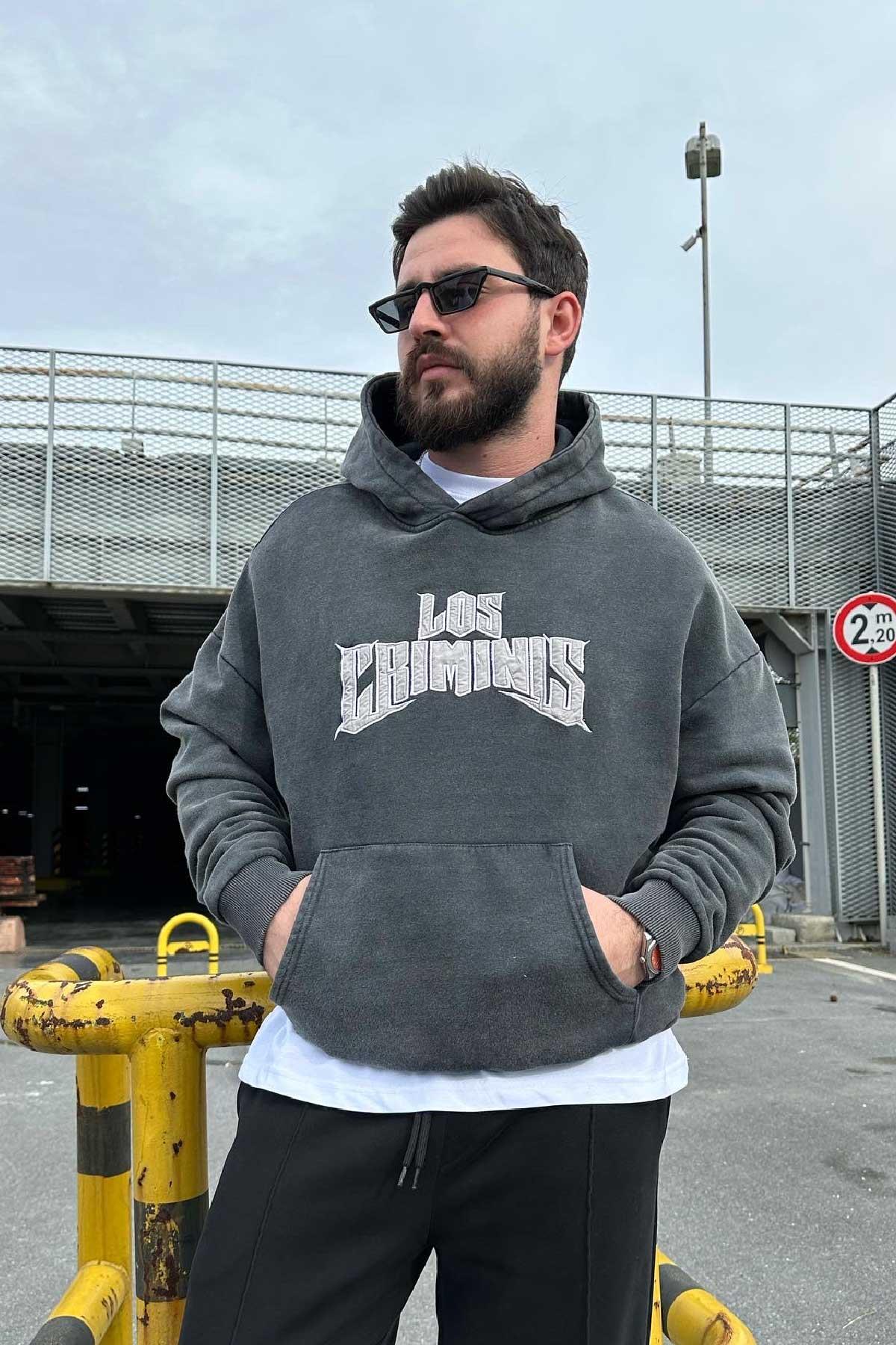 Los Criminal Yıkamalı Sweatshirt