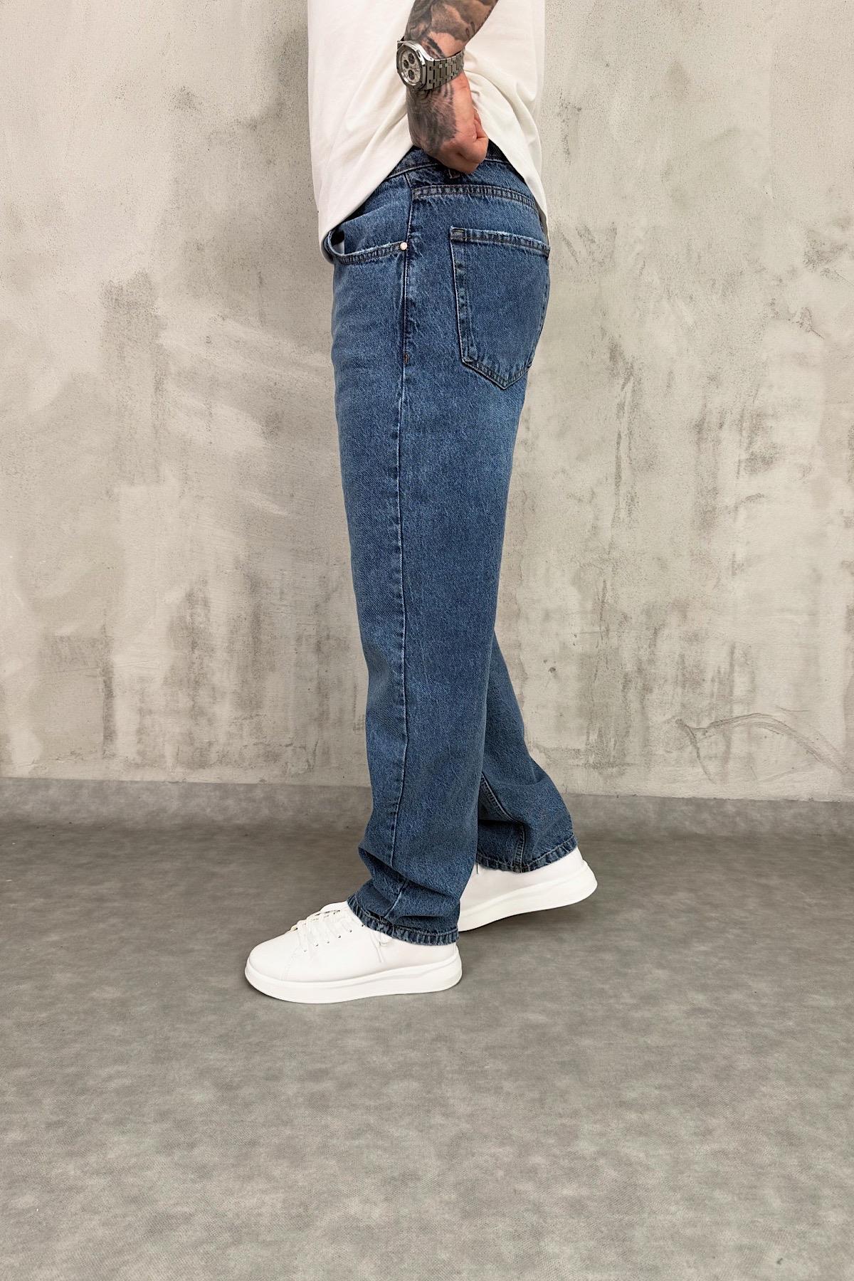 Mavi Baggy Kalıp Pantolon