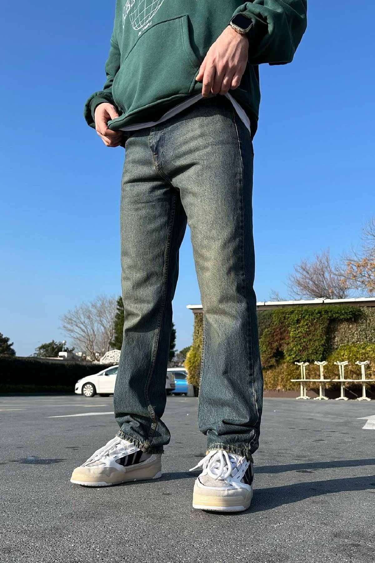 Mavi Eskitme Baggy Jean