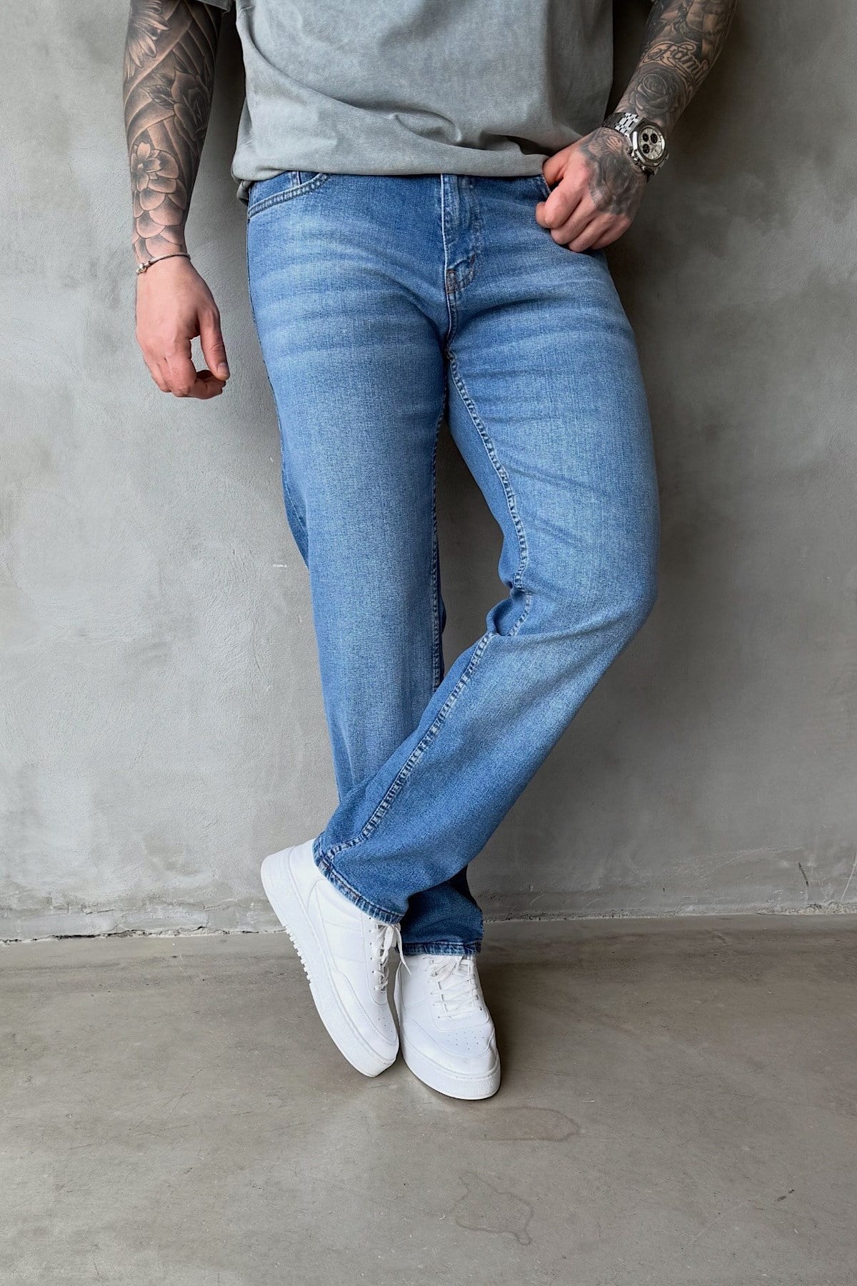 Mavi Yıkamalı Regular Fit Jean