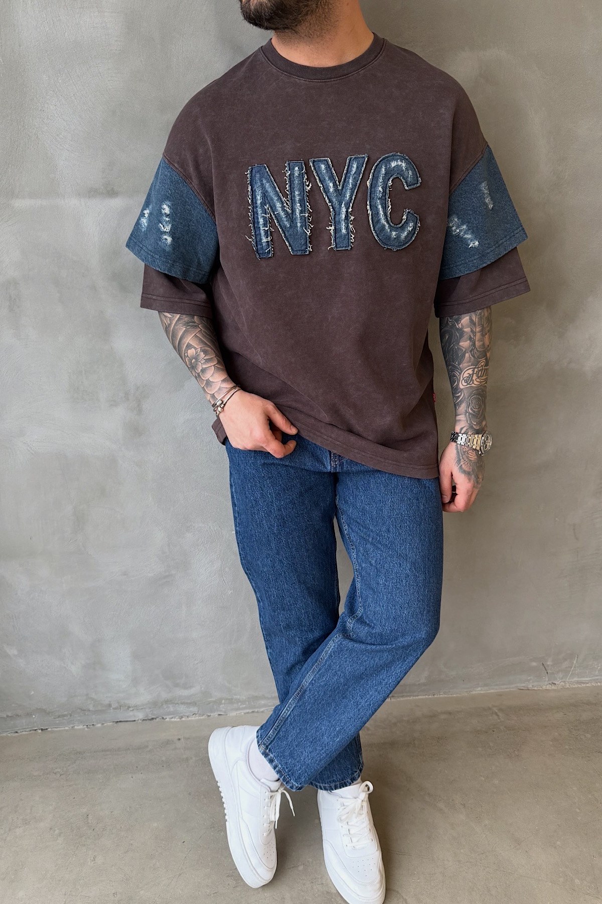 NYC premium acid yıkama t-shirt