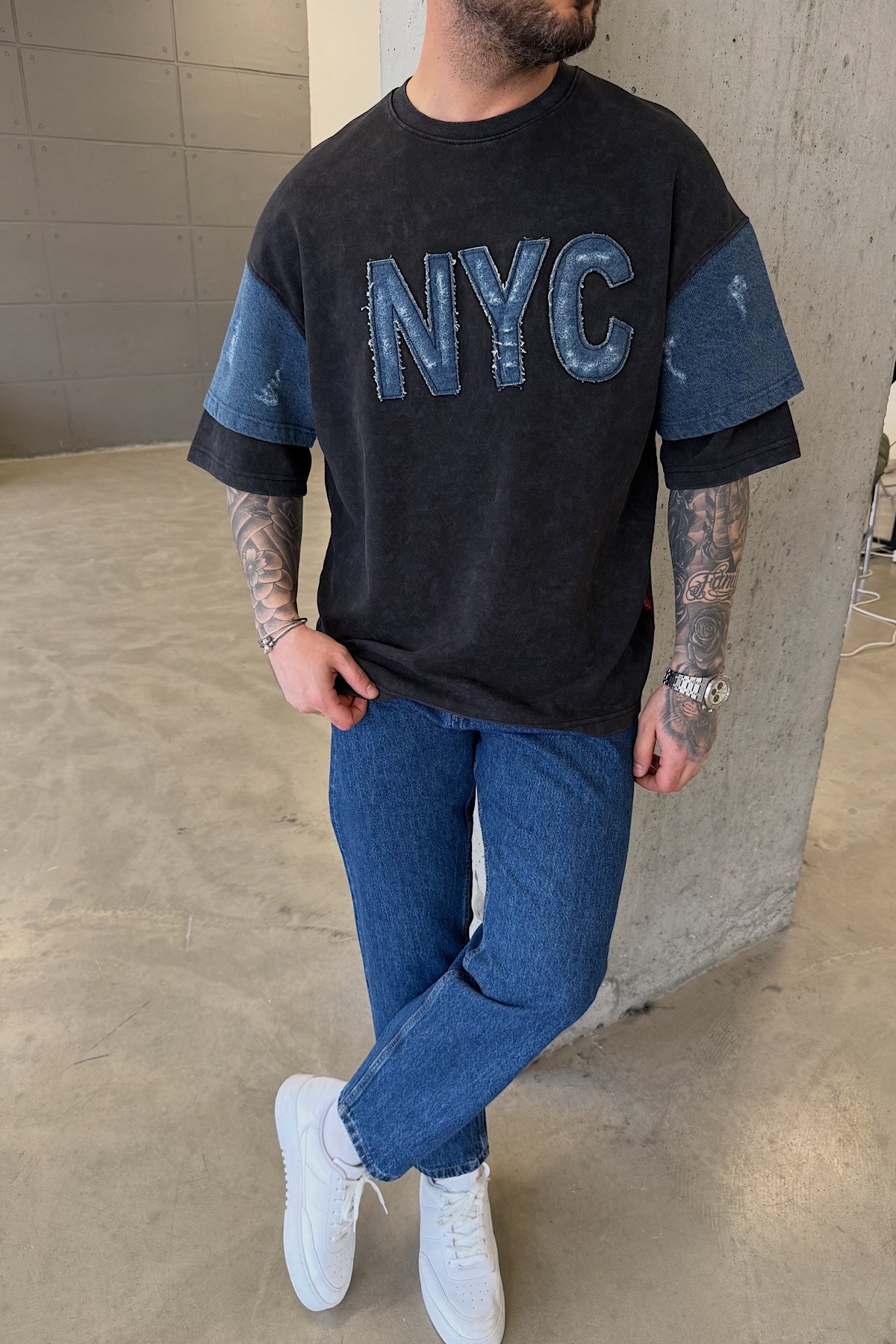 NYC premium acid yıkama t-shirt
