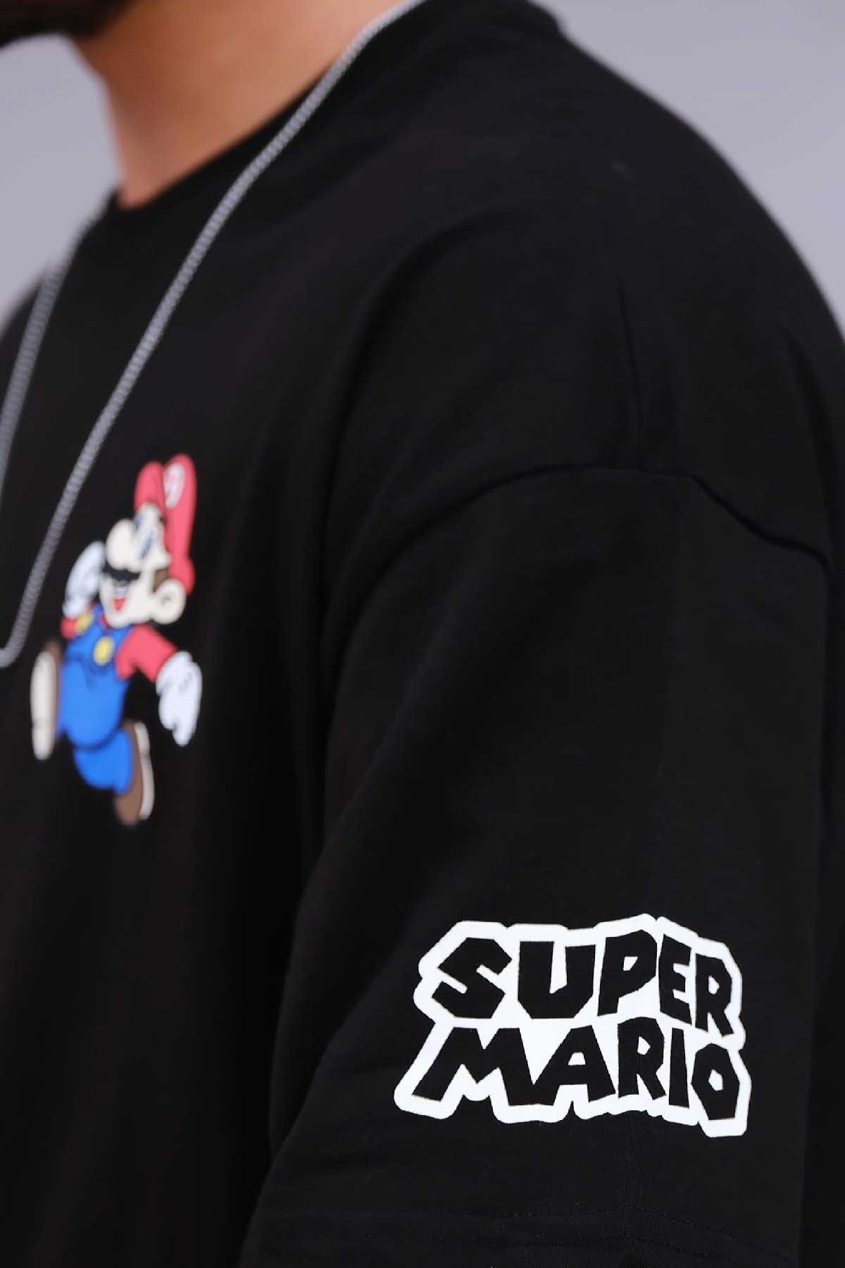 Oversize  Siyah T-Shirt Mario