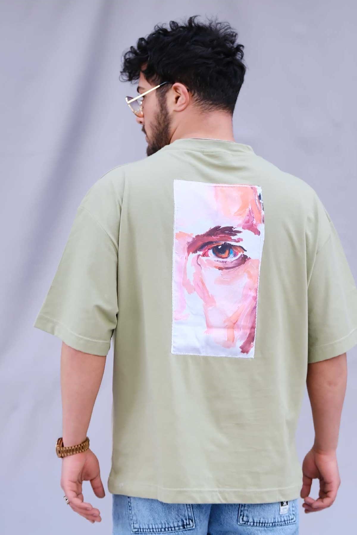 Oversize  T-Shirt Haki Göz 