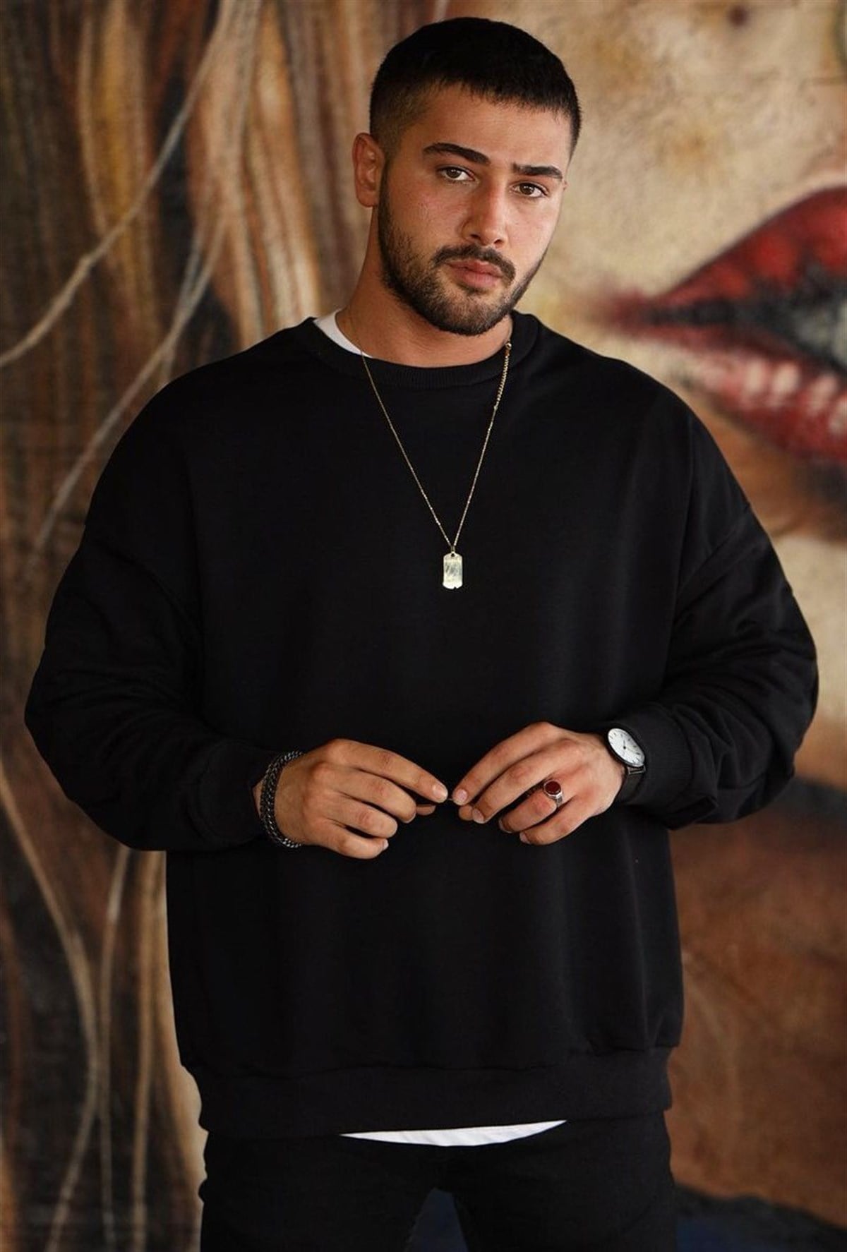 Oversize Basic Sweatshirt Siyah