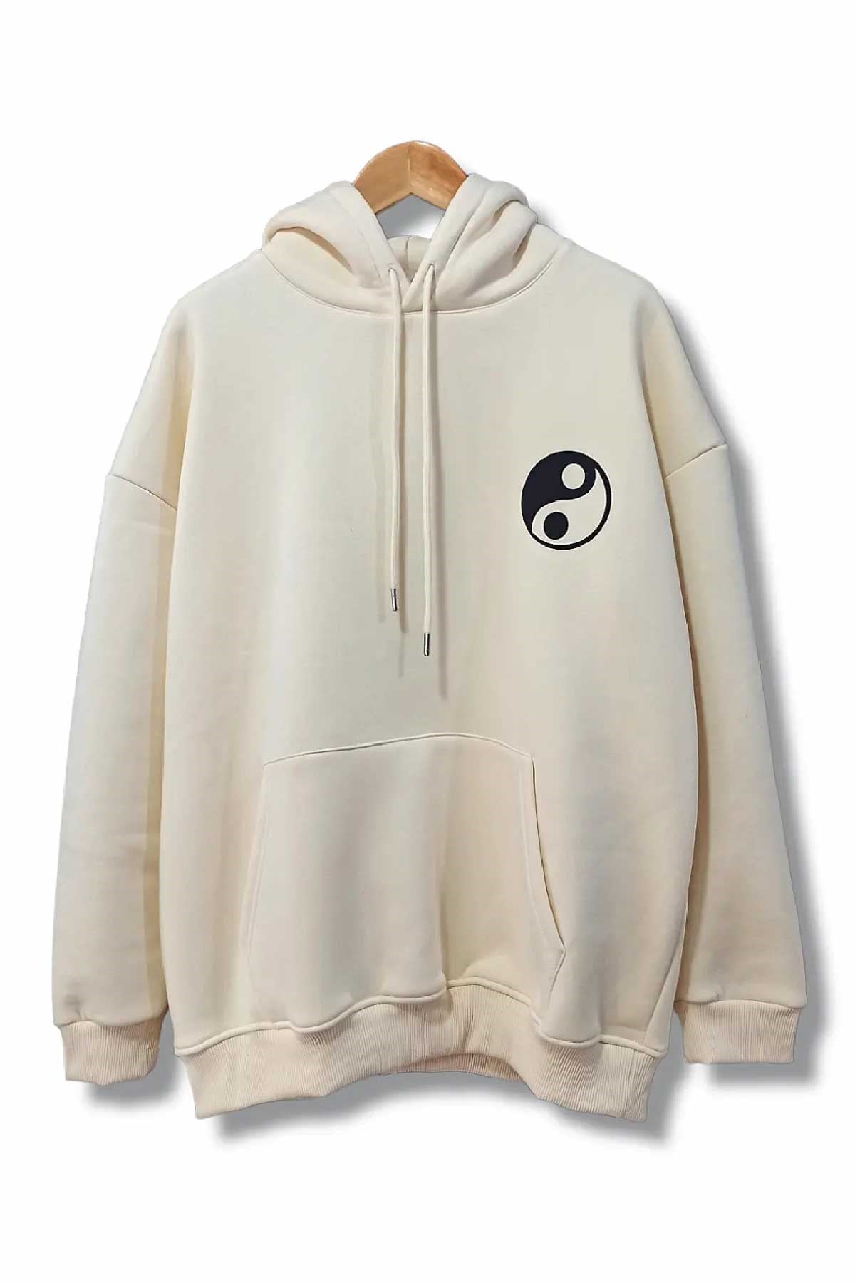 Oversize Baskılı Krem Sweatshirt