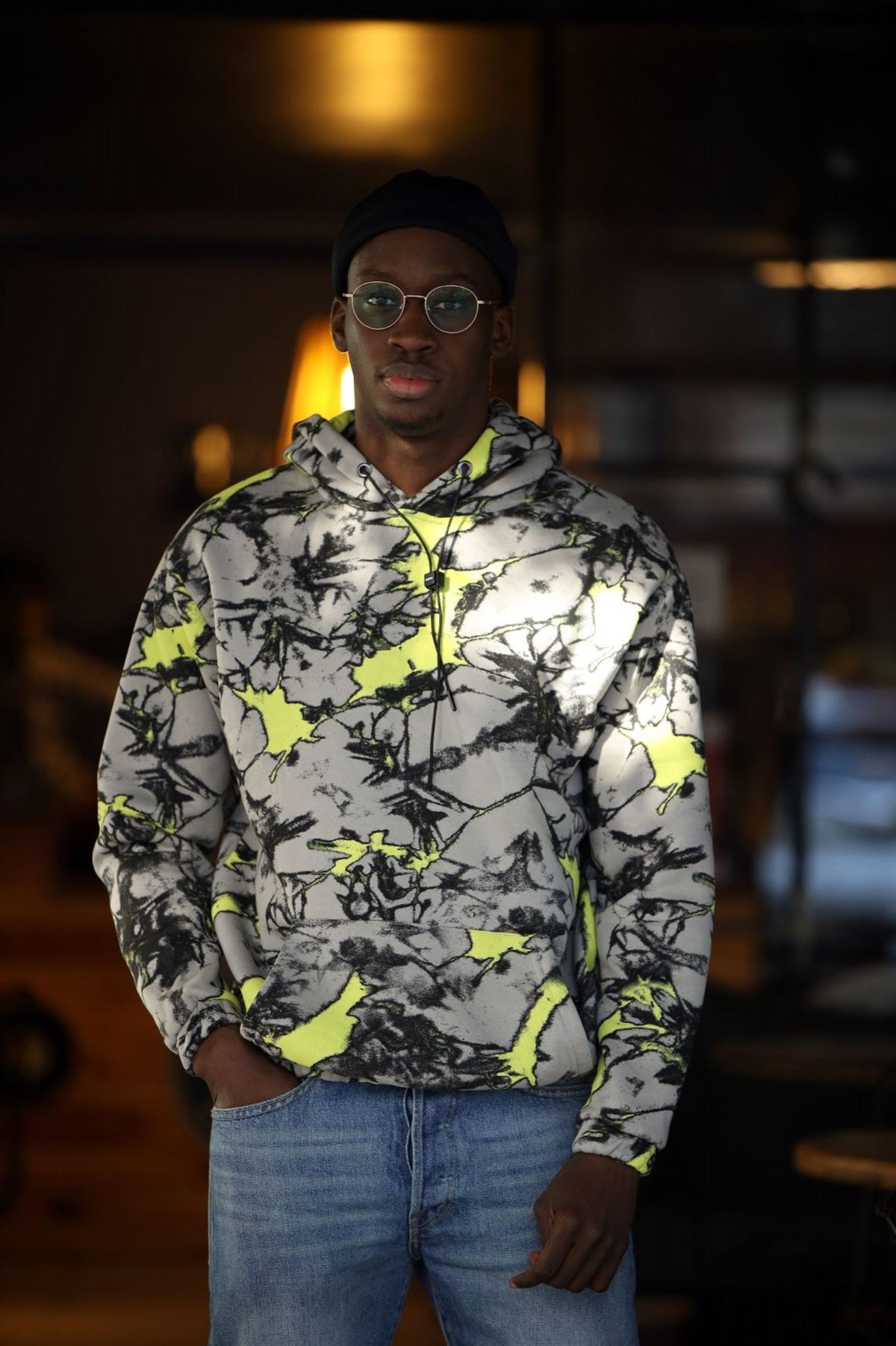 OVERSIZE BATİK DESEN KAPÜŞONLU SWEATSHIRT