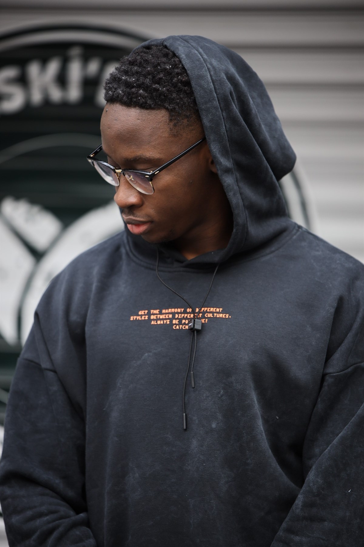 Oversize Be Positive Kapüşonlu Sweatshirt Koyu Gri