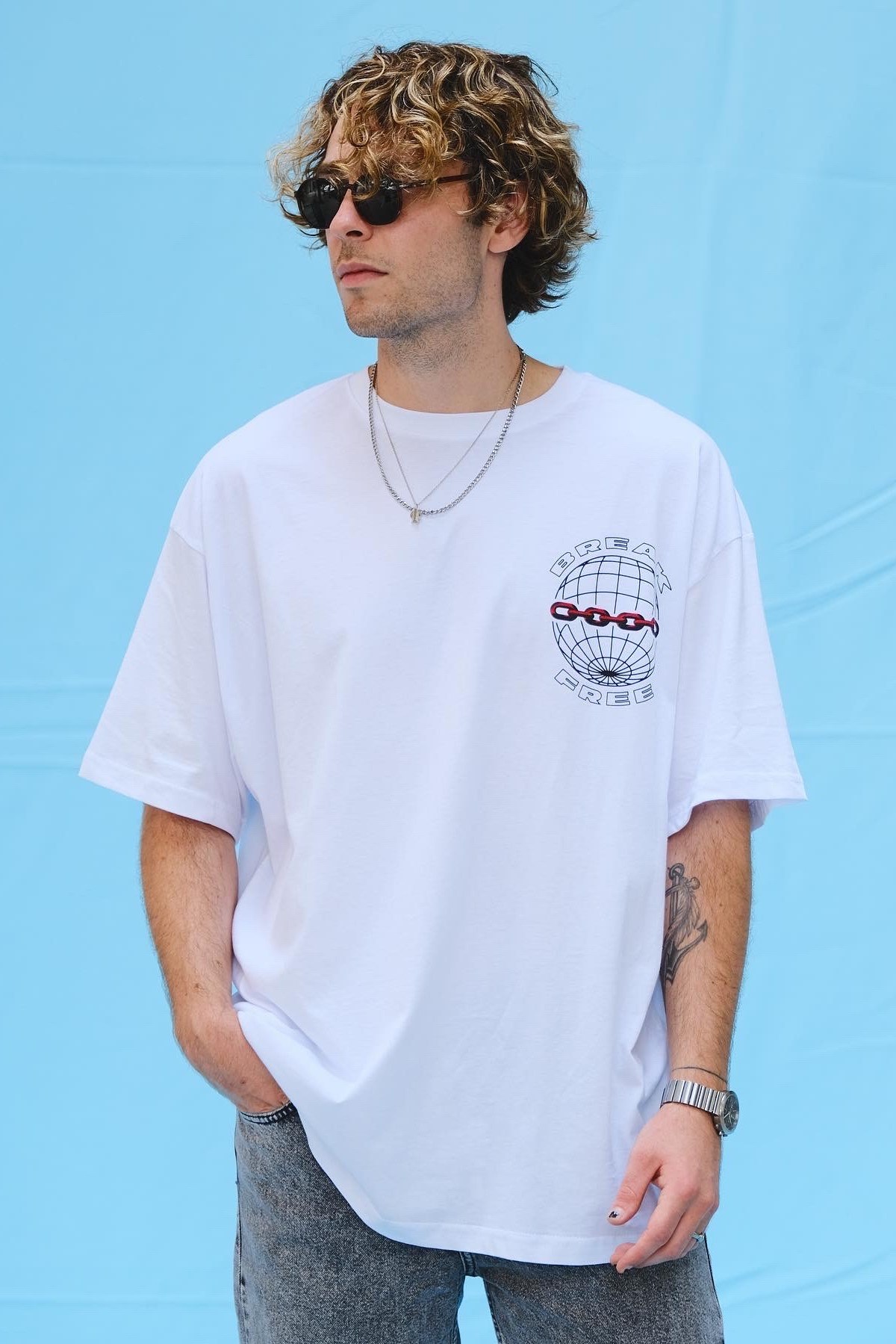 Oversize Beyaz Break Free T-Shirt 