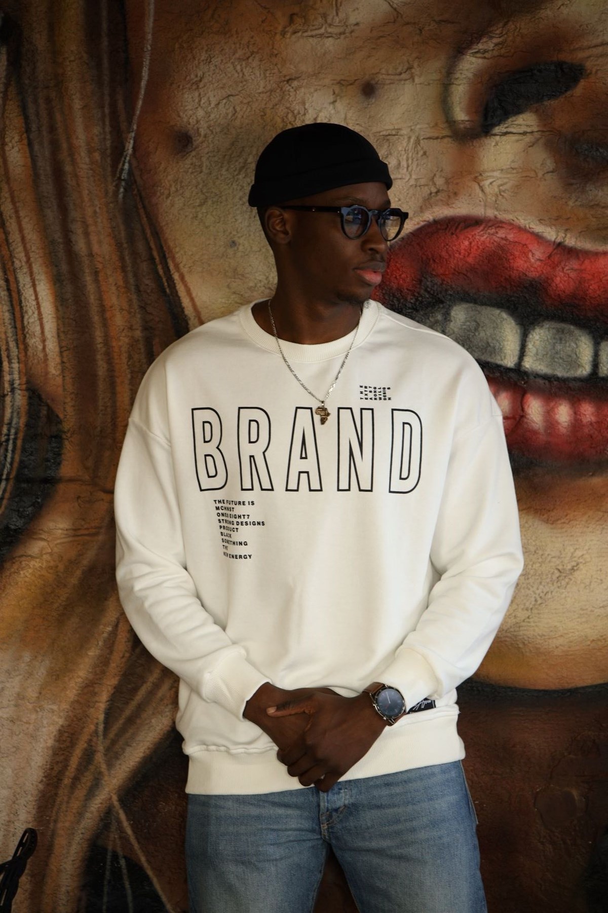 OVERSIZE BRAND SWEATSHIRT BEYAZ