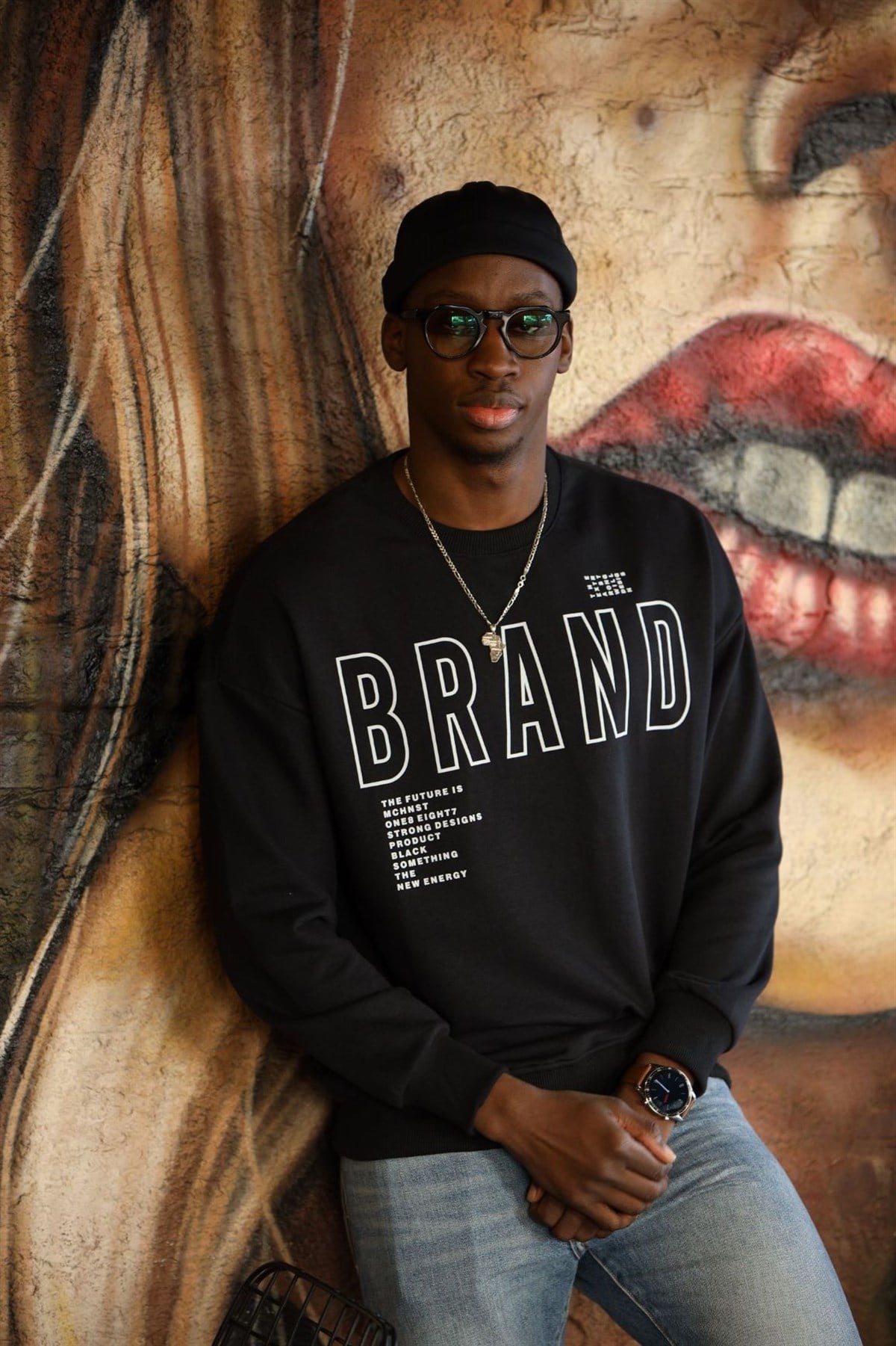 OVERSIZE BRAND SWEATSHIRT SİYAH