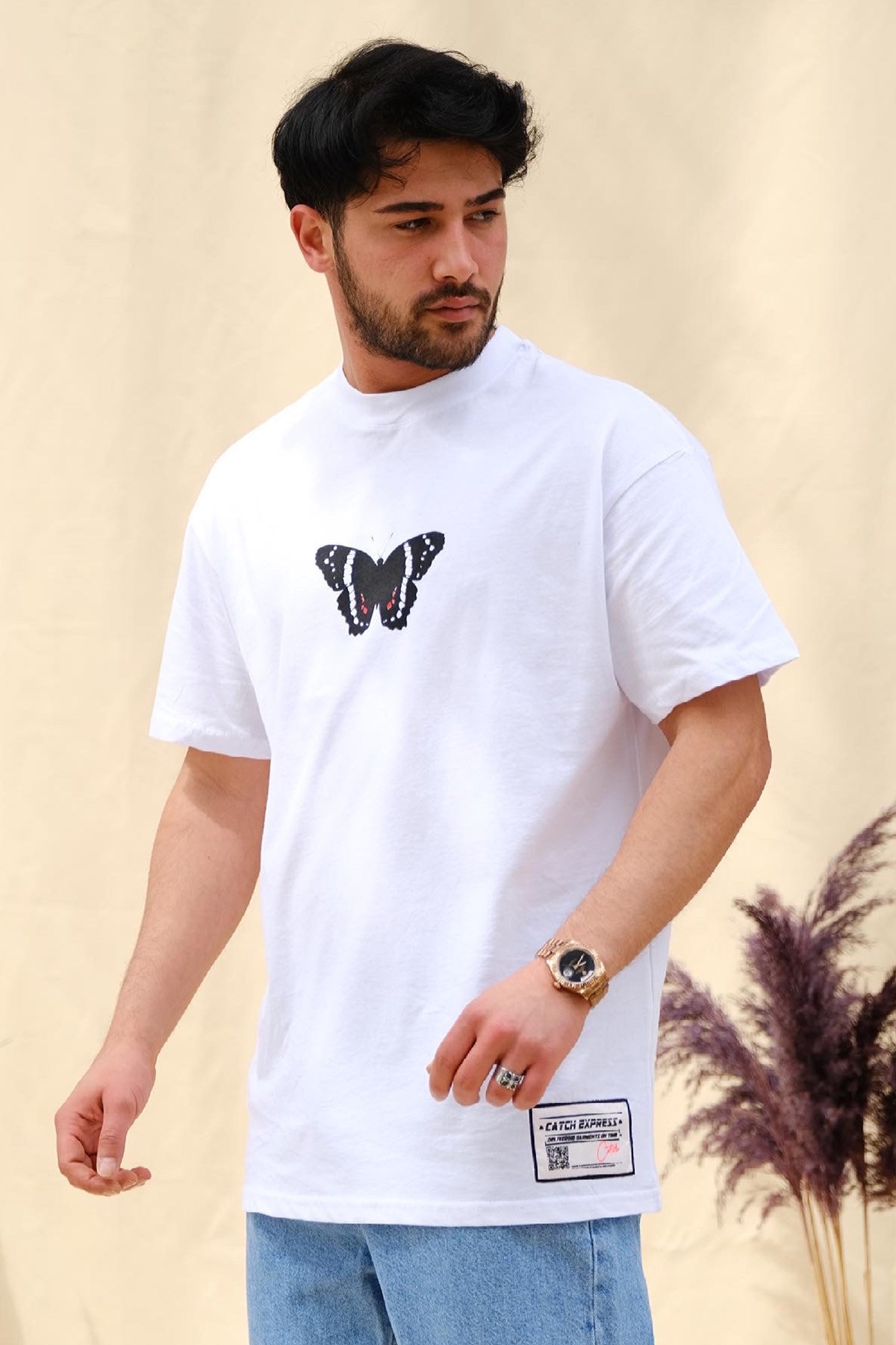 Oversize Butterfly Beyaz T-Shirt