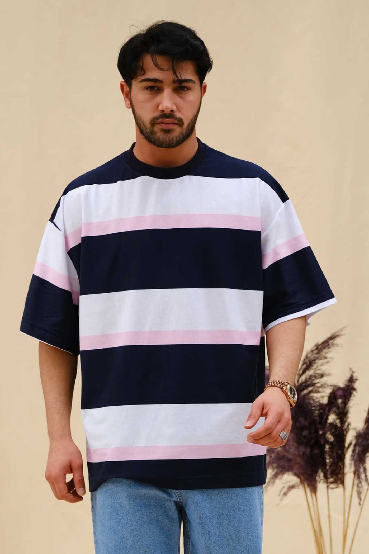 Oversize Çizgili T-Shirt