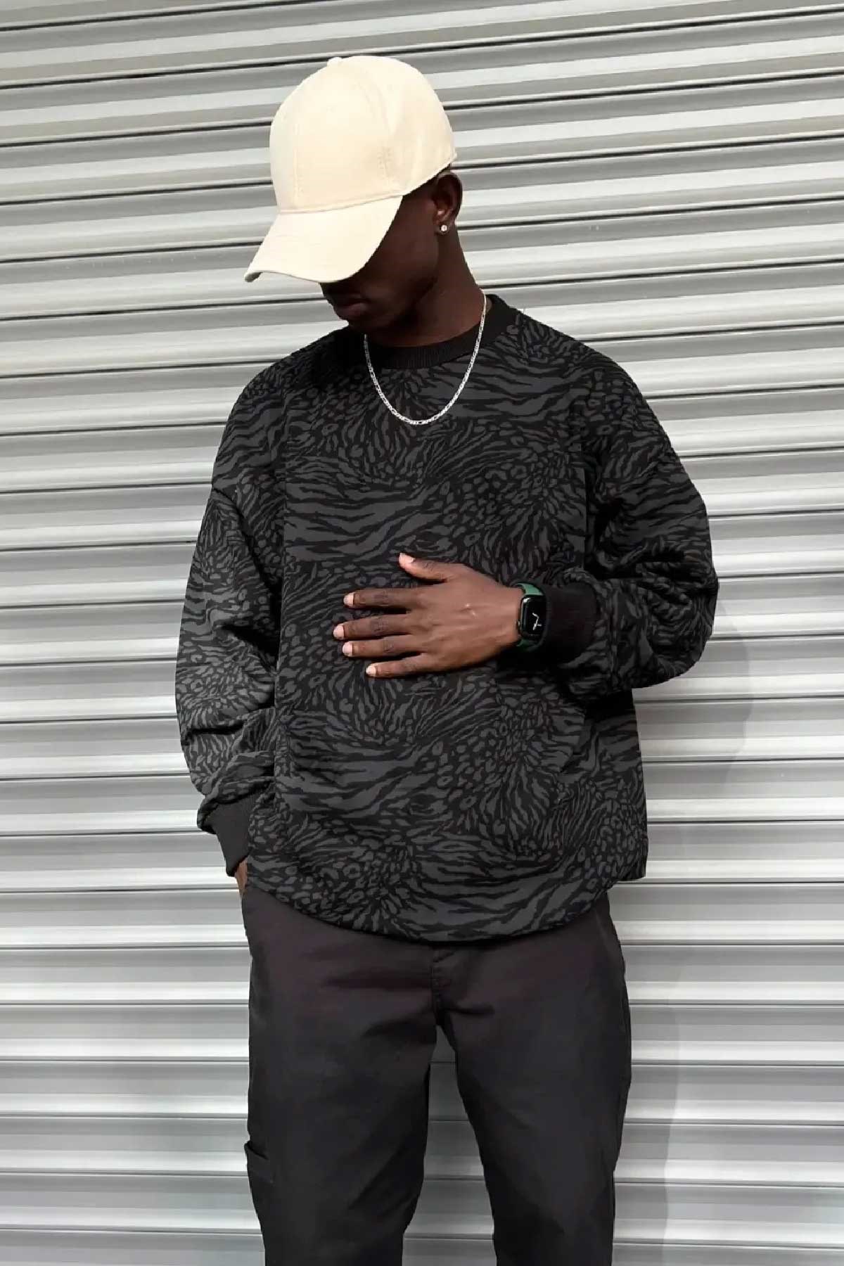 Oversize Desenli Sweatshirt