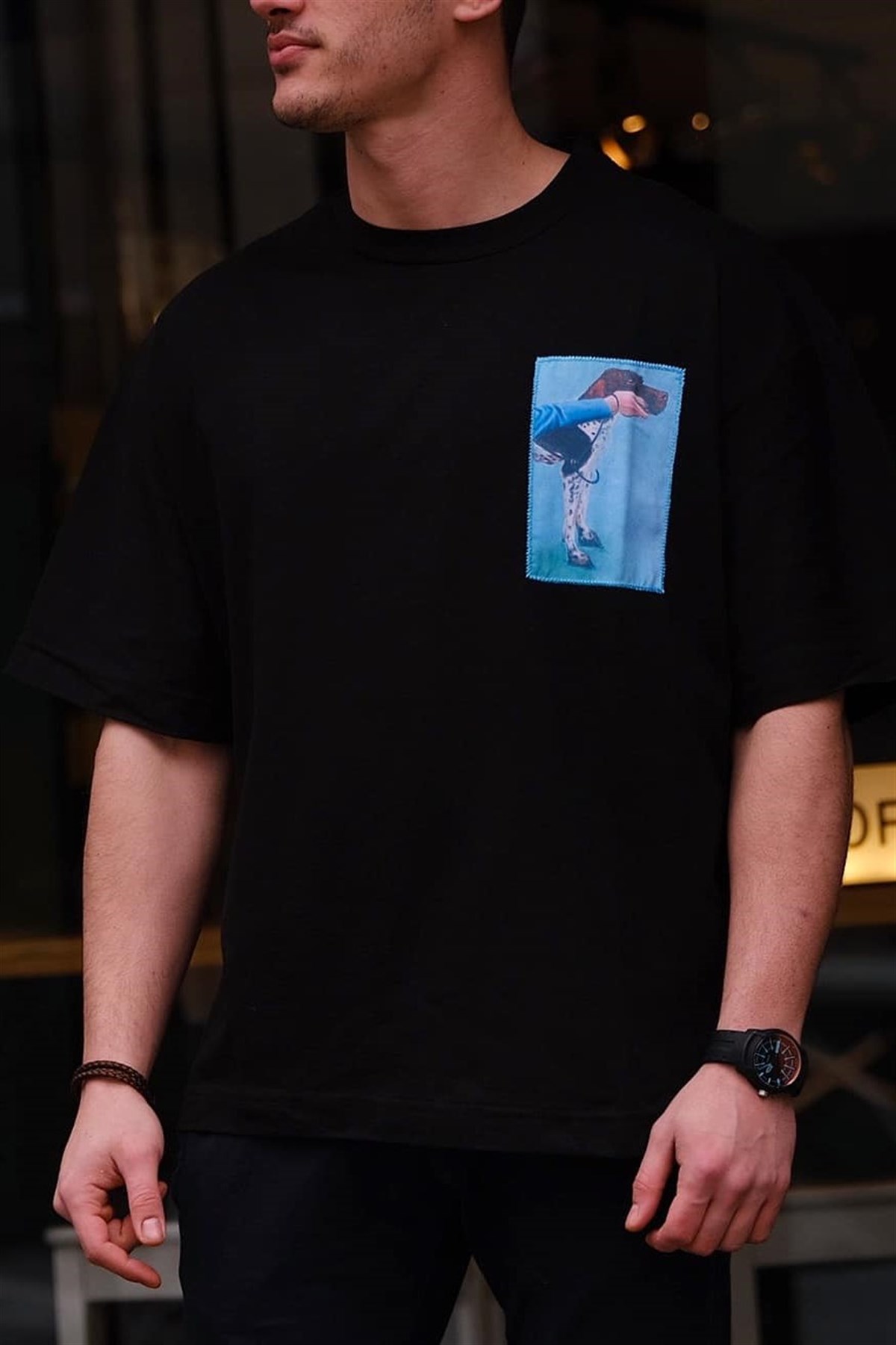 Oversize Dog T-Shirt Siyah