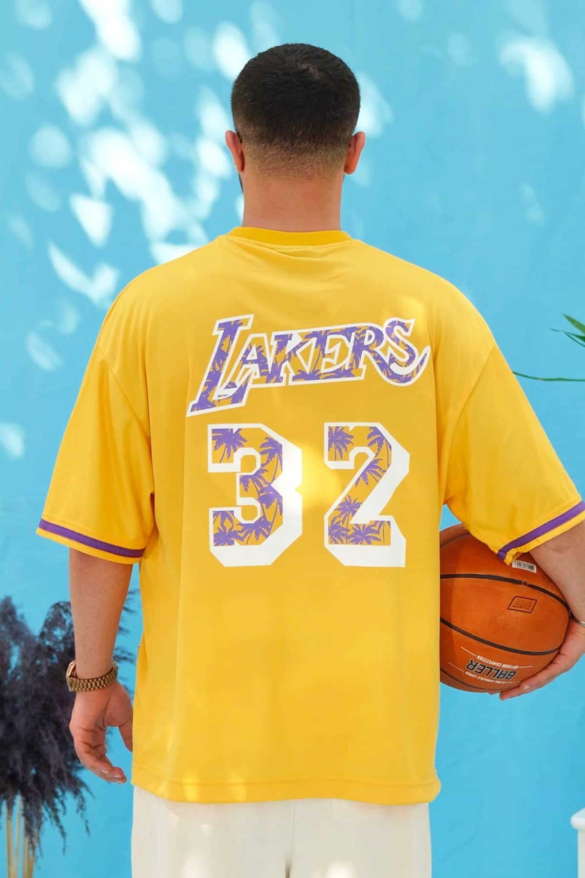 Oversize Fileli Lakers T-Shirt