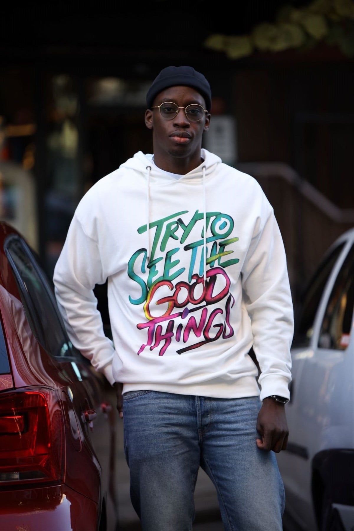 OVERSIZE GOOD THINGS KAPÜŞONLU SWEATSHIRT BEYAZ