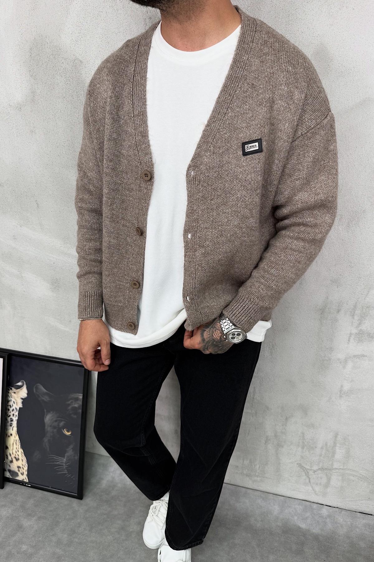 Oversize Kahverengi Örme Hırka