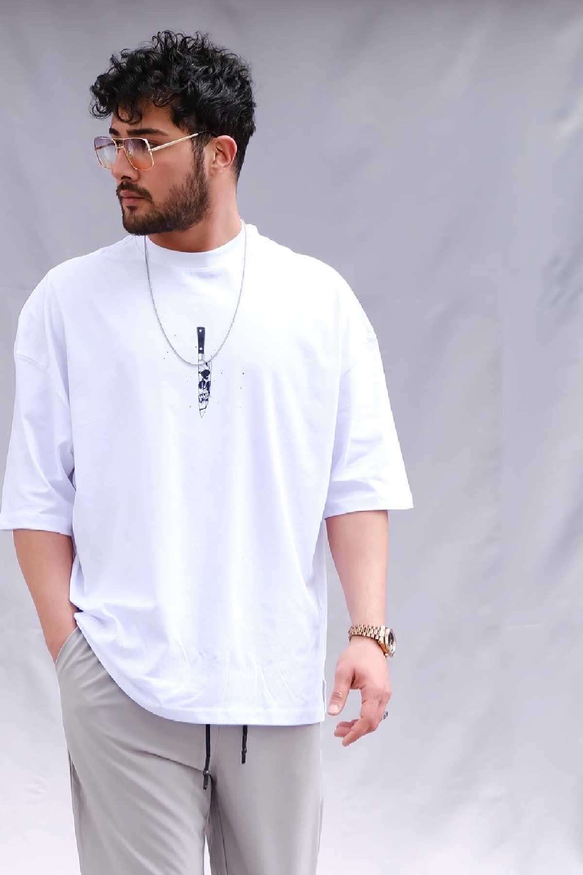 Oversize Knife T-Shirt Beyaz