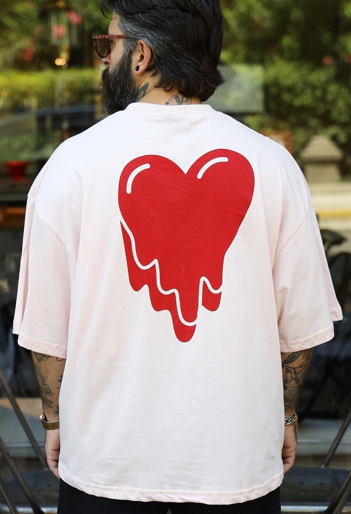 Oversize Love T-Shirt Pembe
