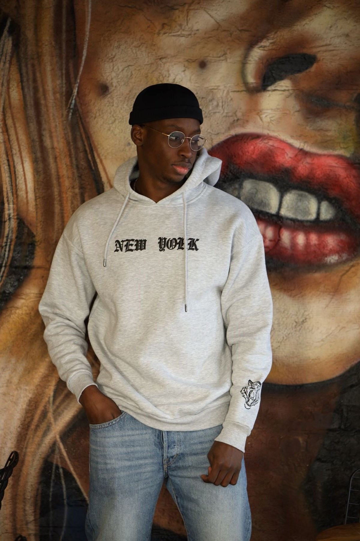 OVERSIZE NEW YORK SWEATSHIRT GRİ