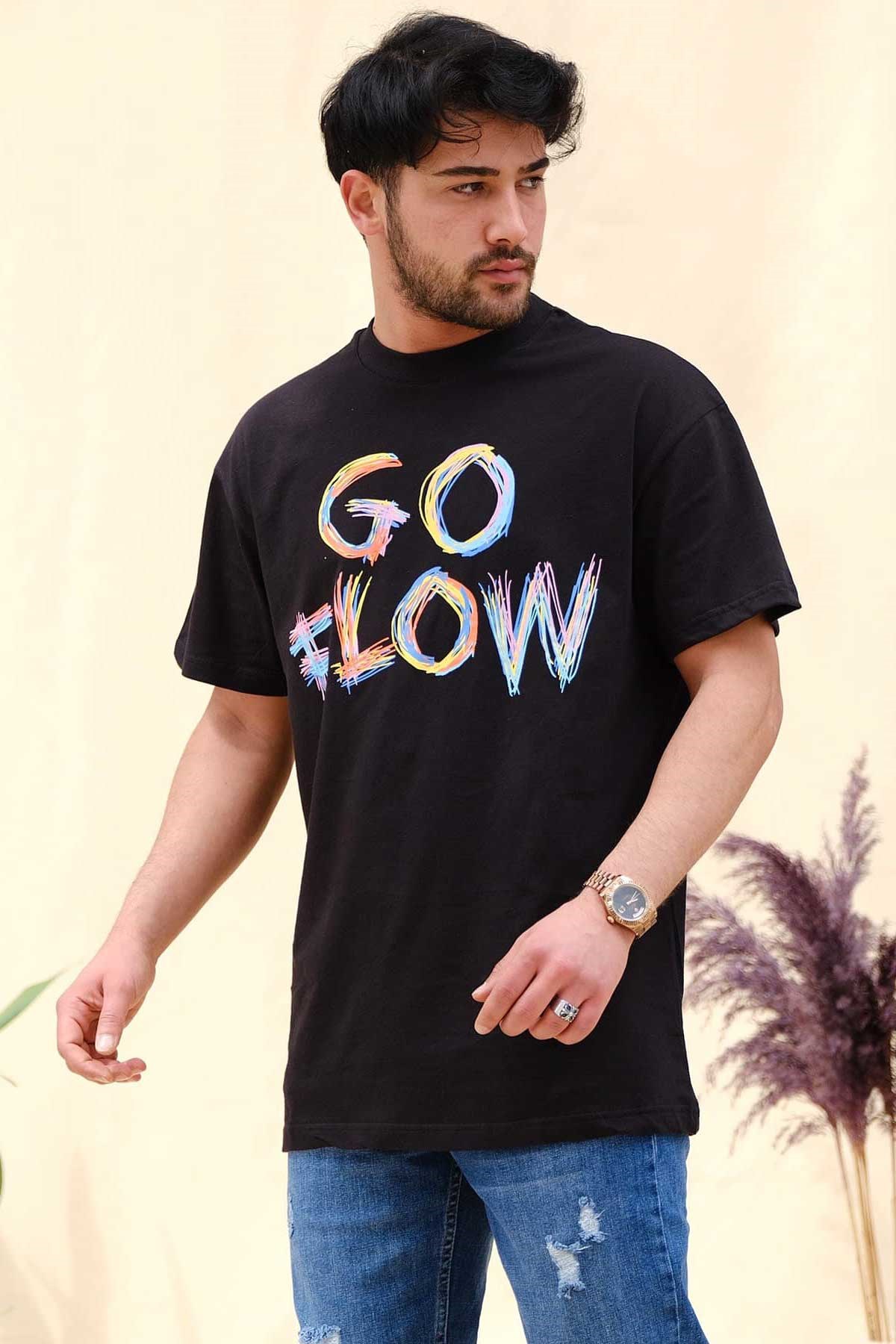 Oversize Siyah Go Flow T-Shirt