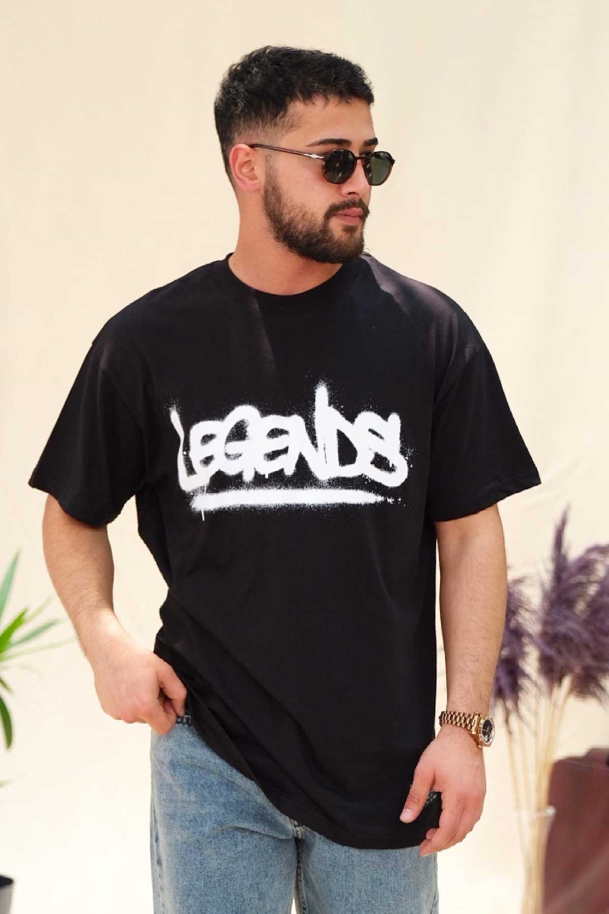 Oversize Siyah Legends T-Shirts