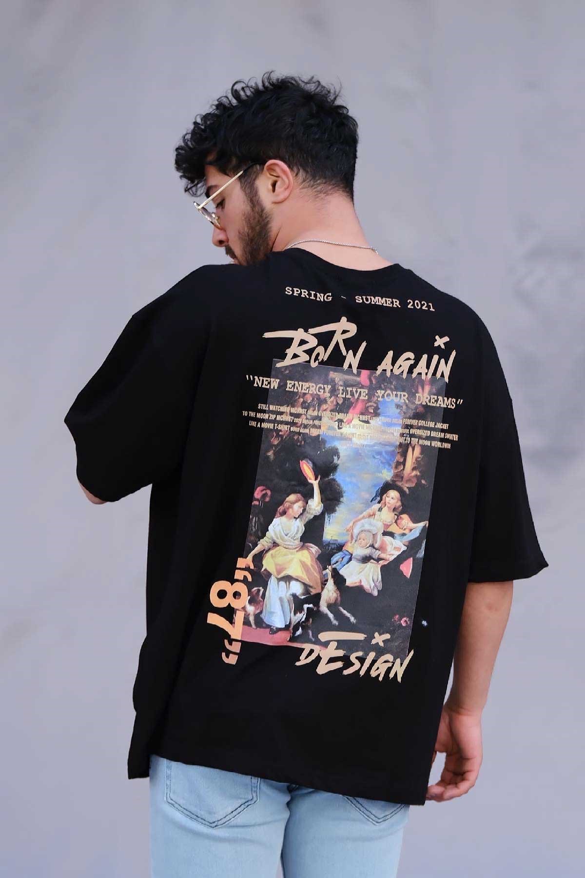 Oversize Siyah T-Shirt Born Again