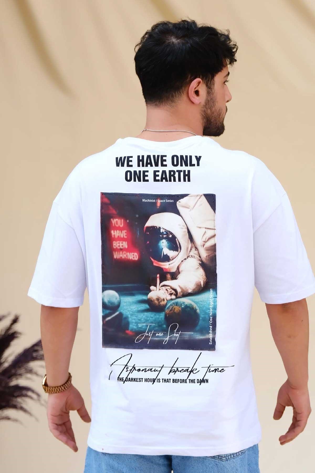 Oversize T-Shirt Beyaz Just One Shot