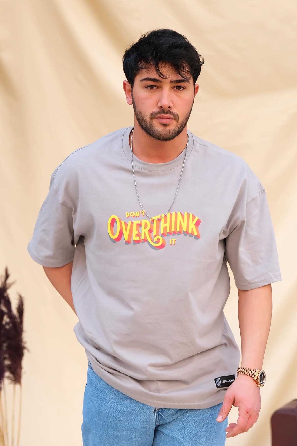 Oversize T-shirt Gri Don't Overthink