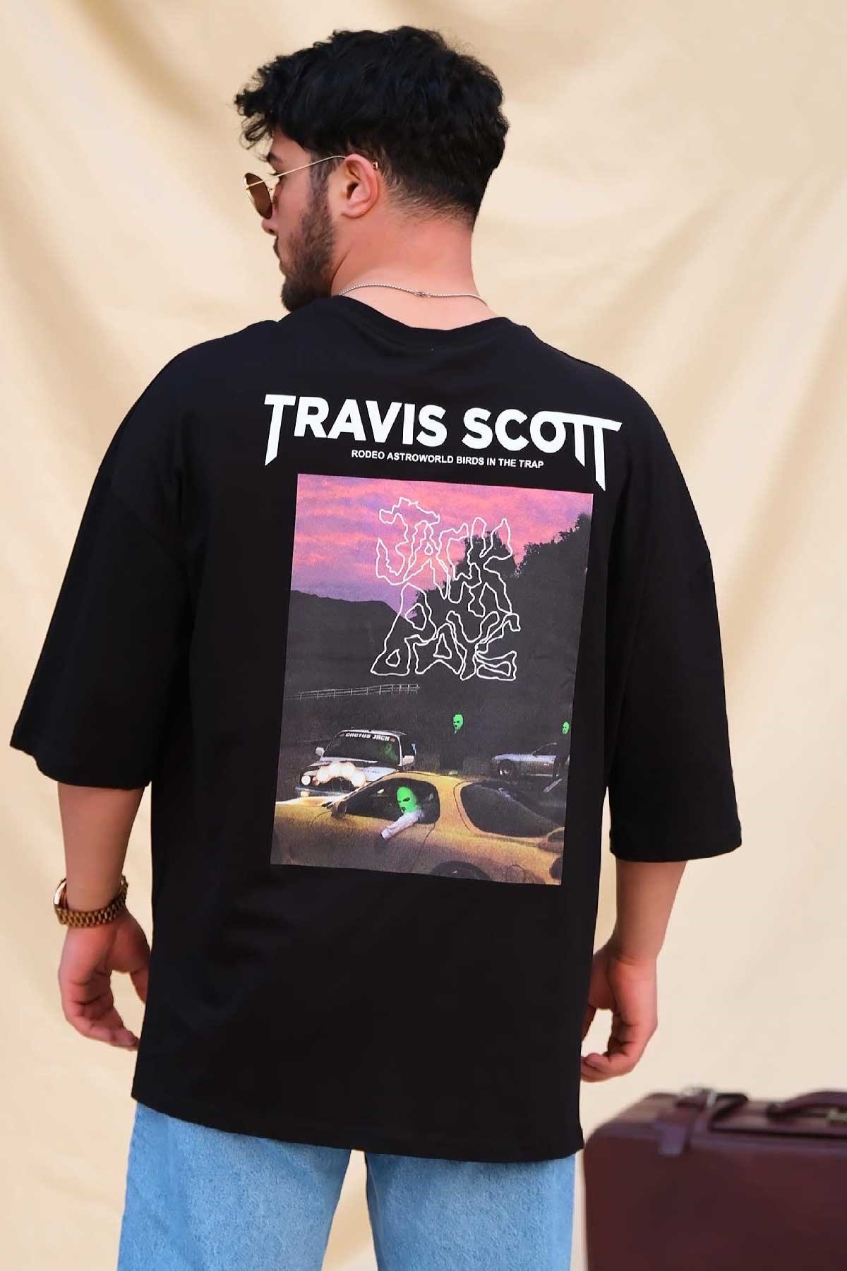 Oversize T-shirt Siyah Travis Scott