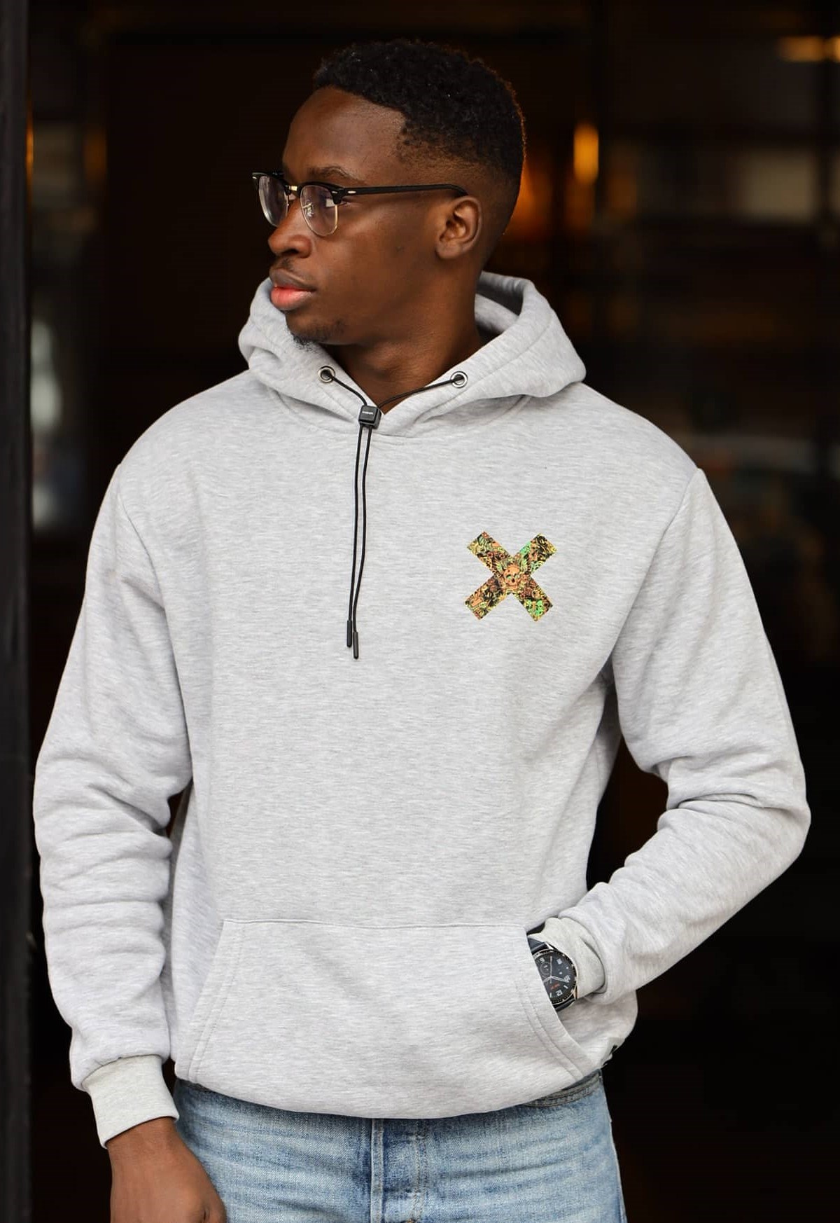 Oversize X Kurukafa Kapüşonlu Sweatshirt Gri