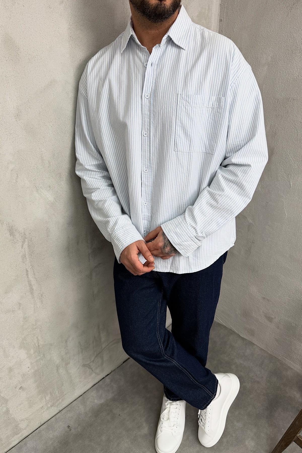 Oxford Oversize Çizgili Gömlek