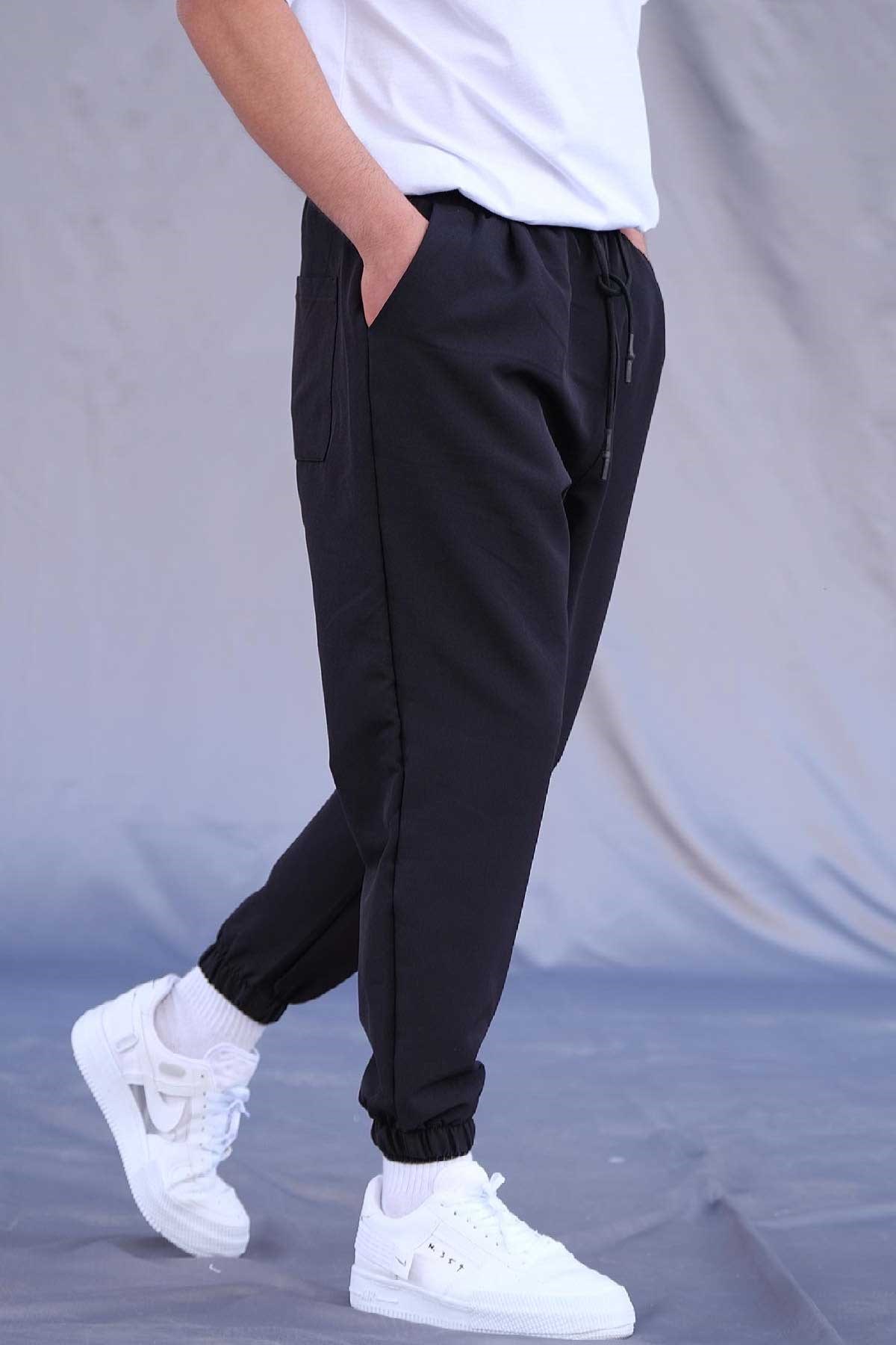 Paça Lastikli Siyah Jogger