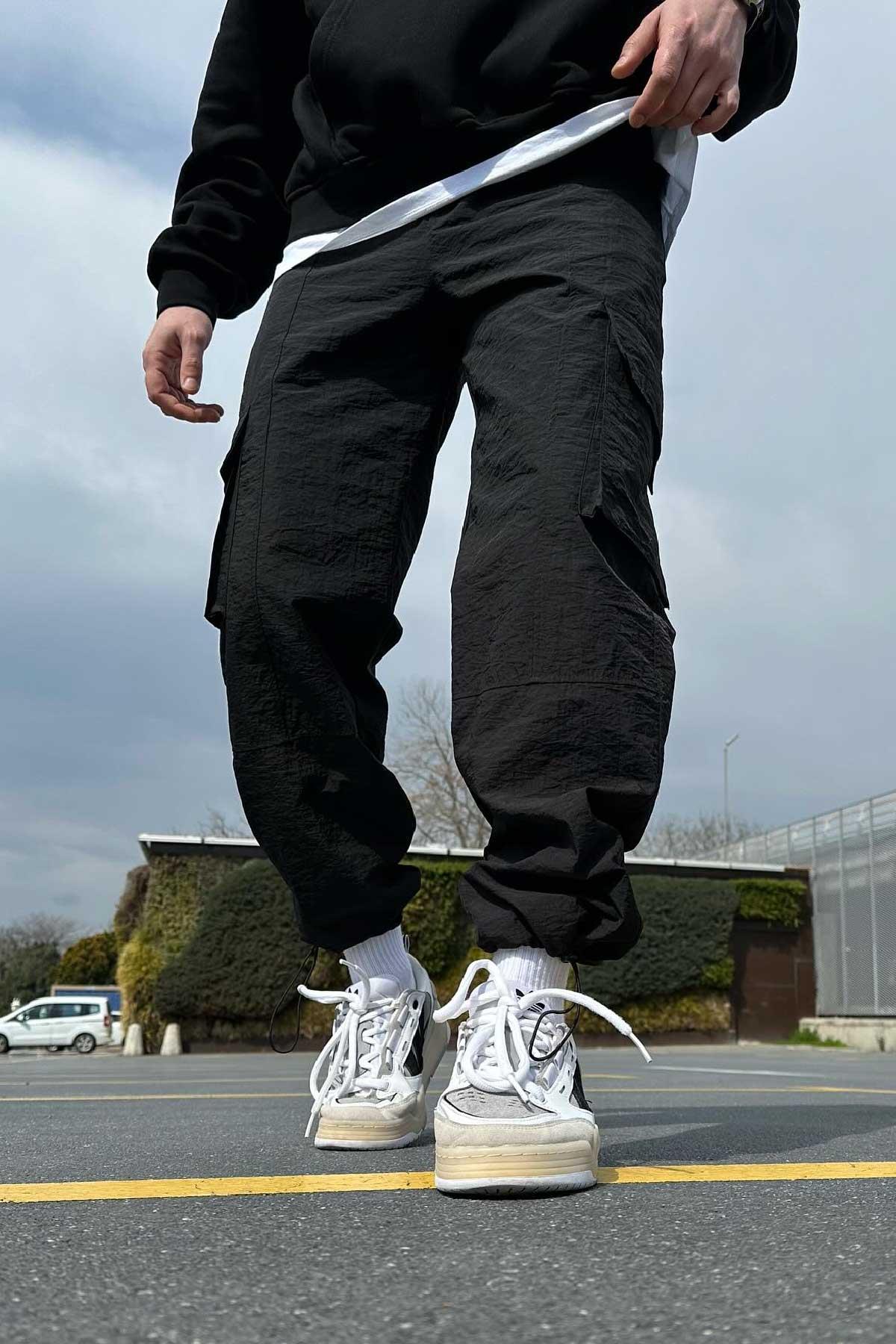Paçası Ayarlanabilir Paraşüt Kumaş Cepli Jogger