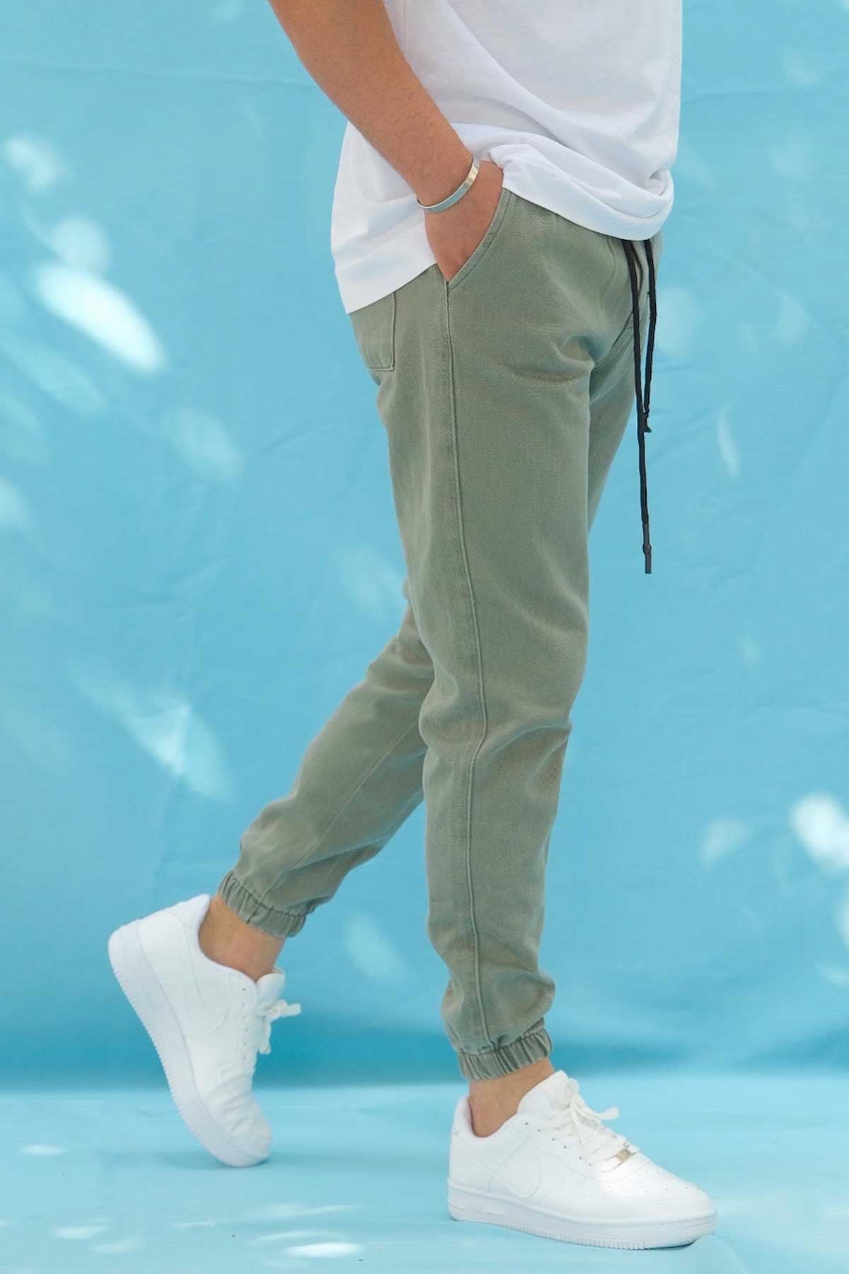 Paçası Lastikli Haki Jogger