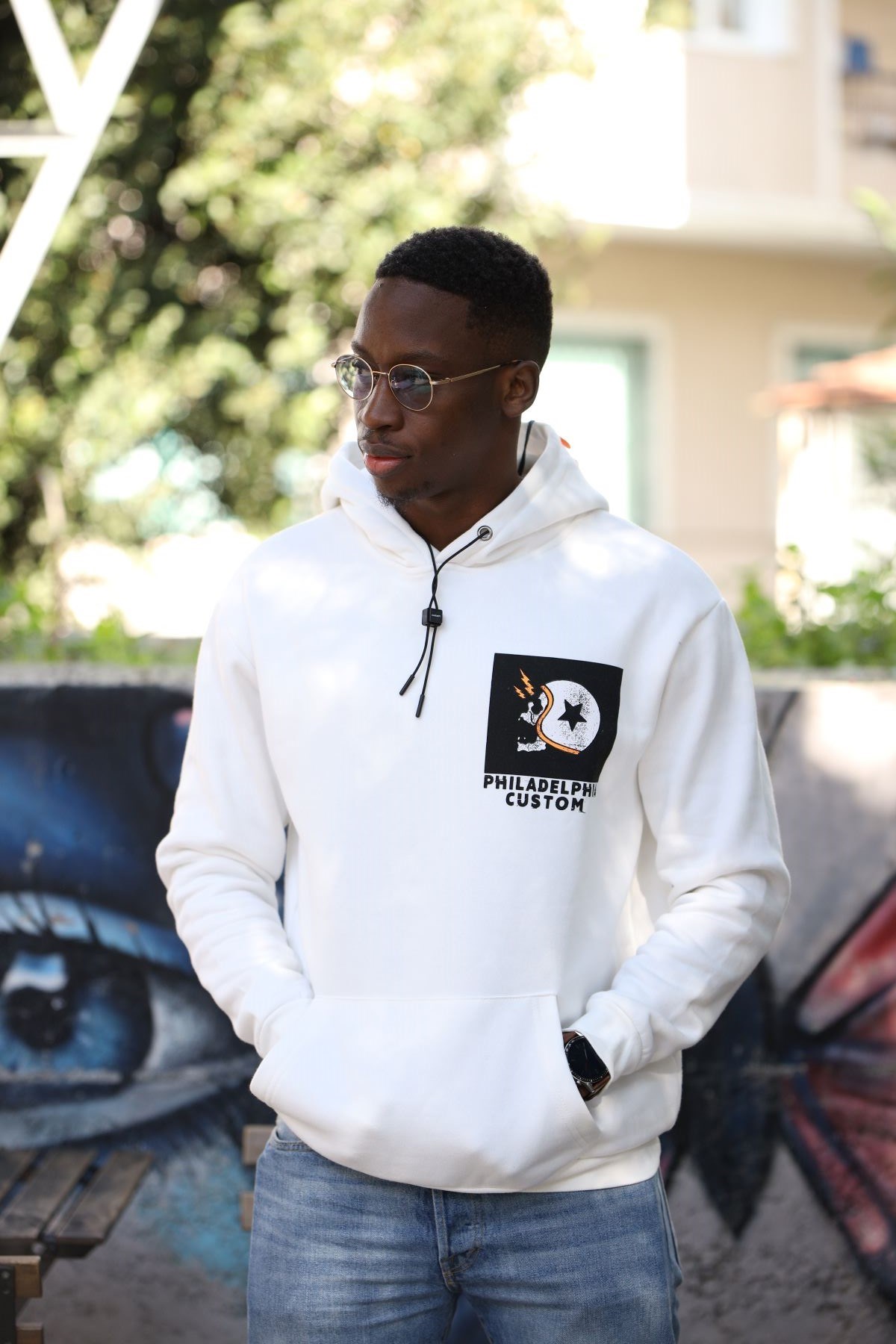 PHILADELPHIA KAPÜŞONLU SWEATSHIRT BEYAZ