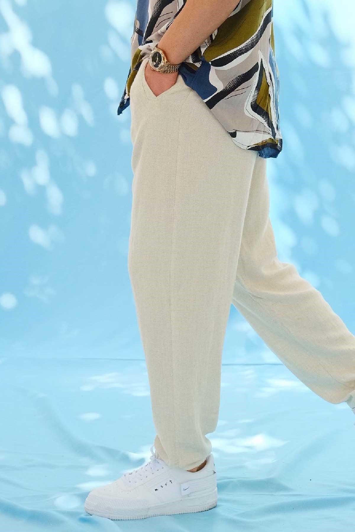 Rahat Kalıp Keten Pantalon 