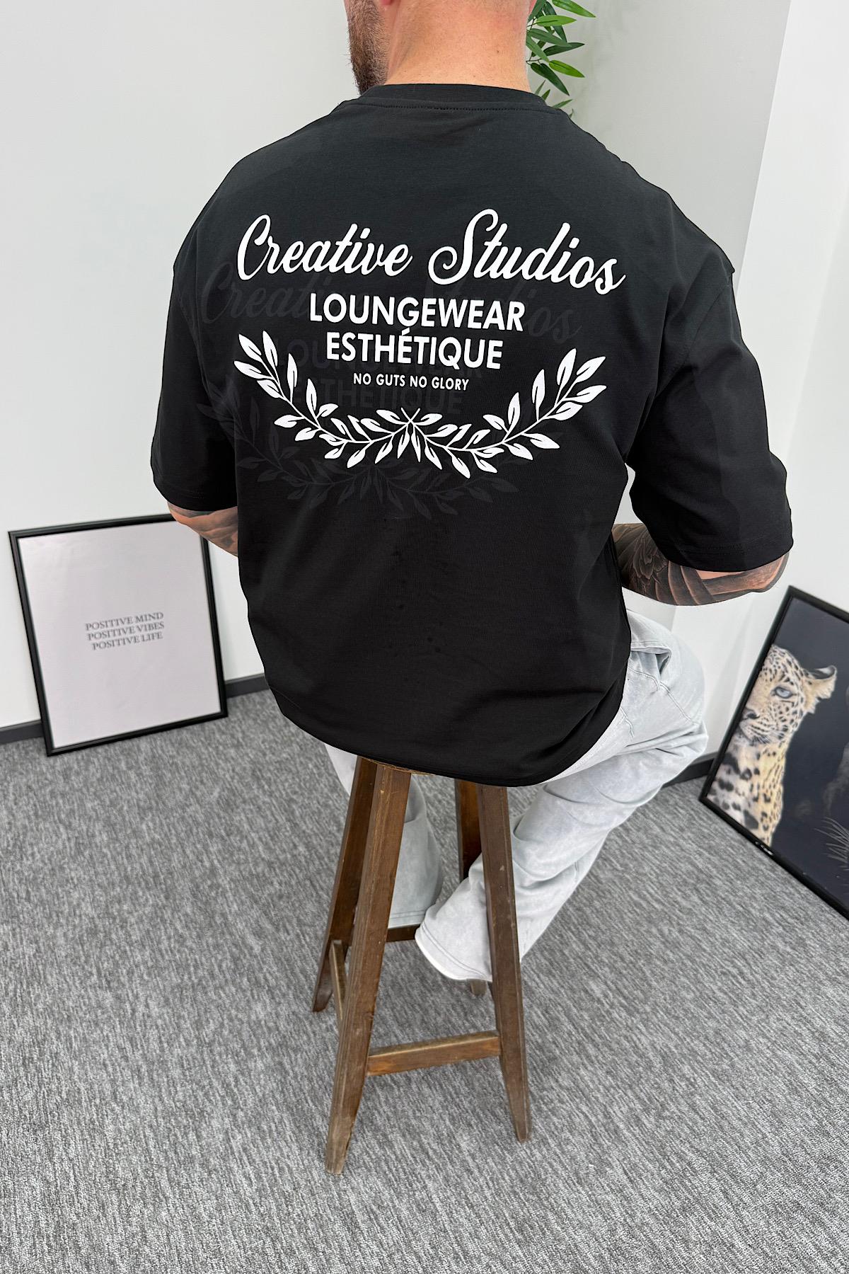 Siyah Arkası Yazılı T-Shirt