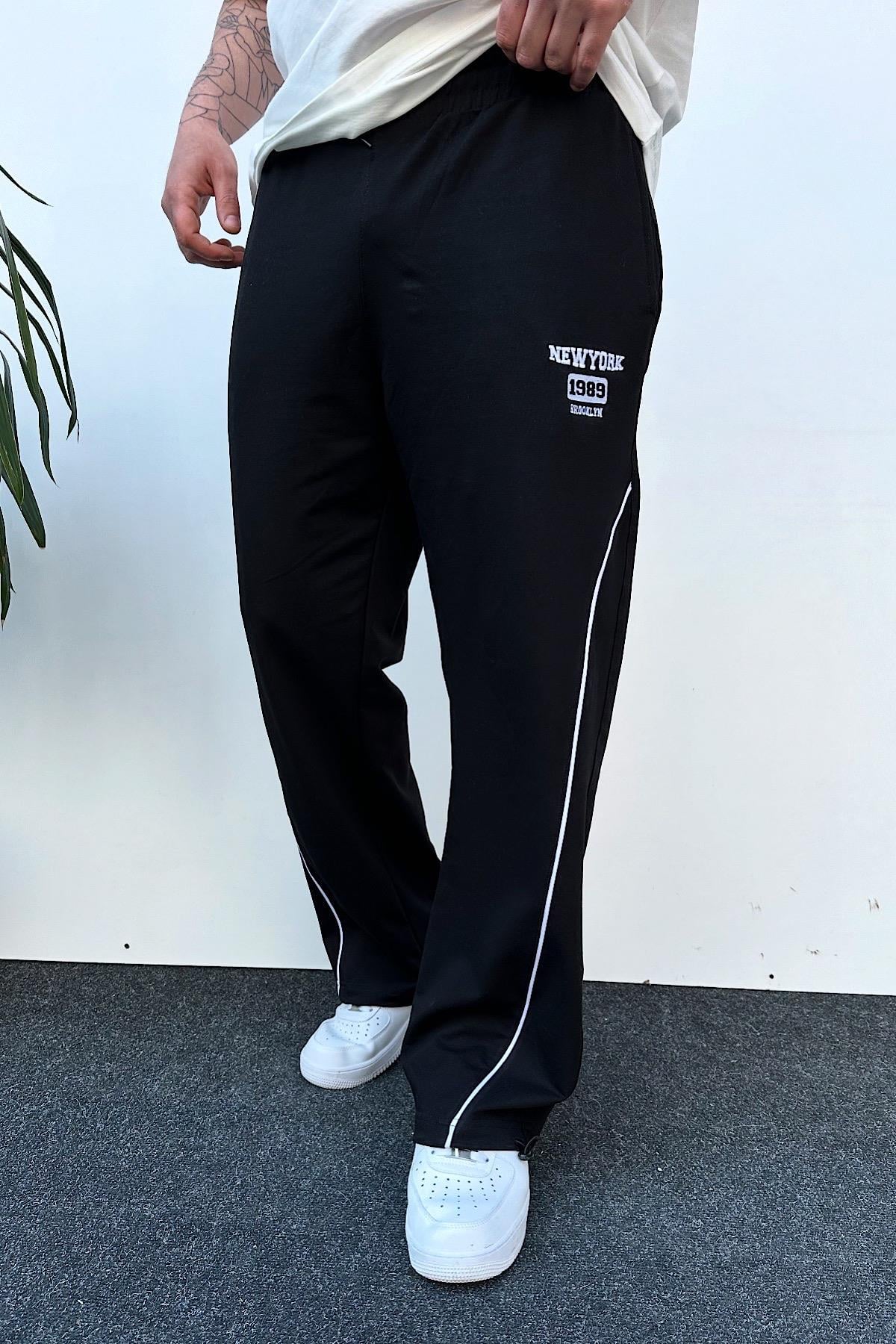 Siyah Ayarlanabilir Paça Baggy Eşofman