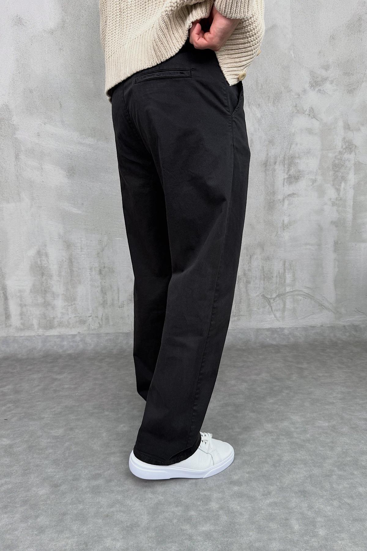 Siyah Baggy Gabardin Pantolon