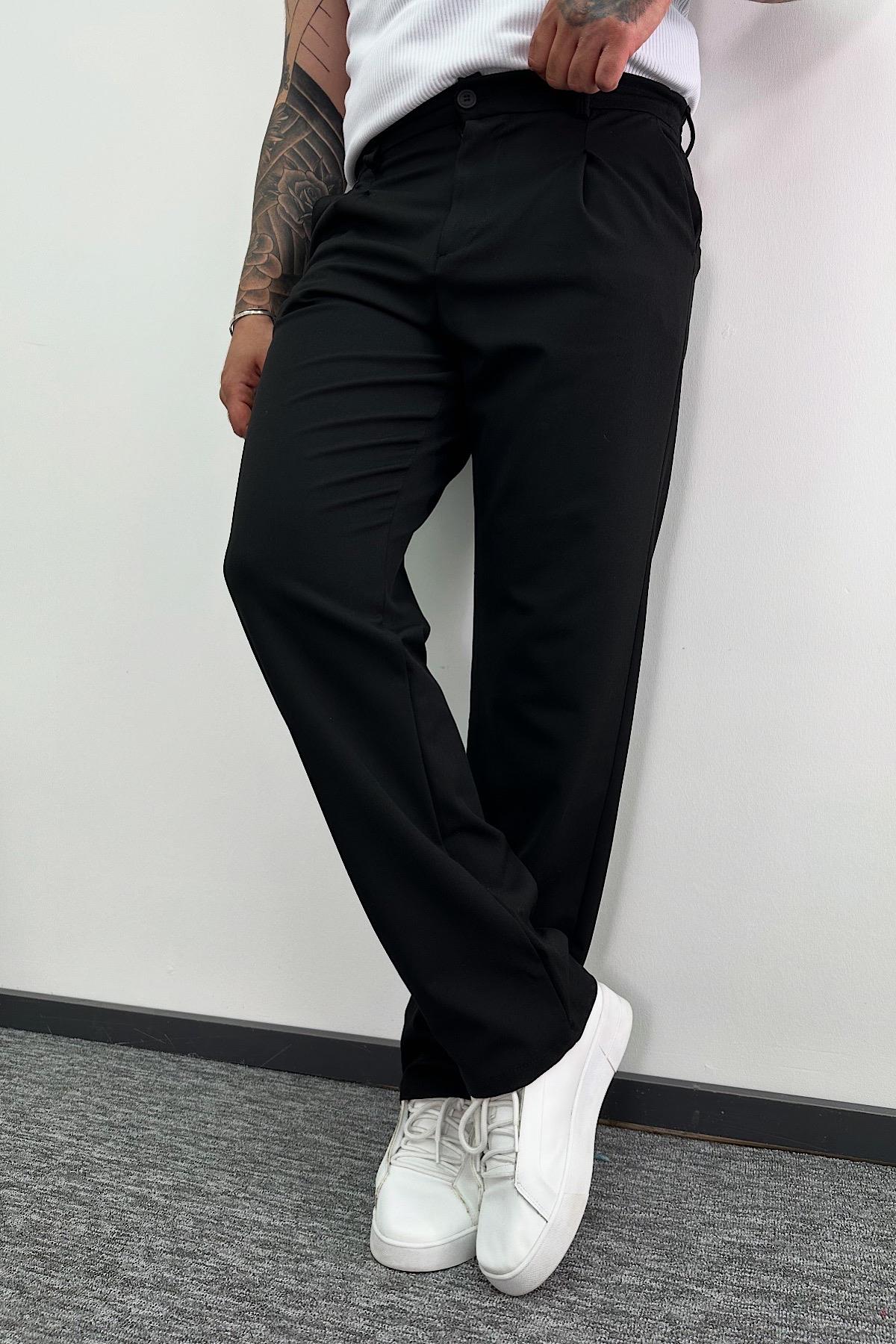 Siyah Baggy Kumaş Pantolon