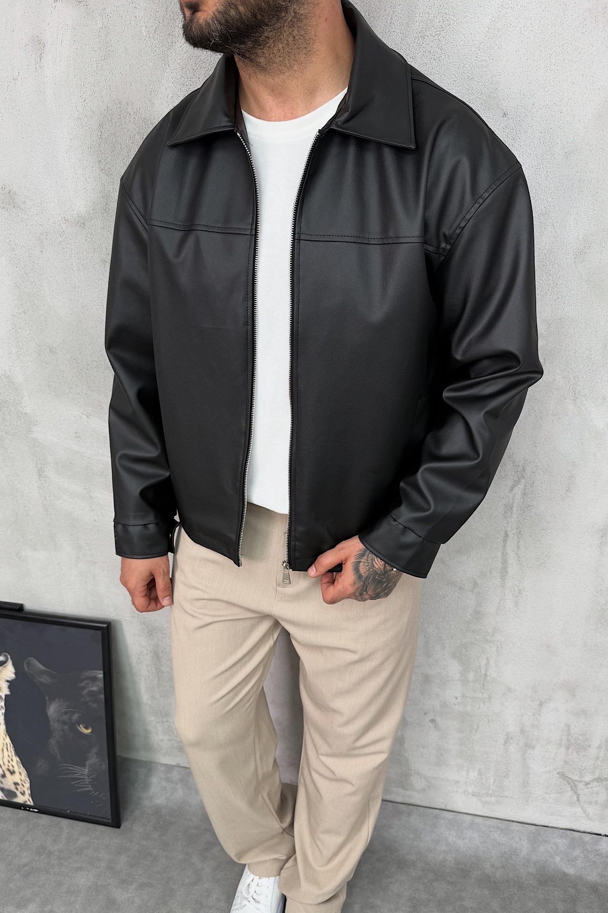 Siyah Basic Deri Ceket