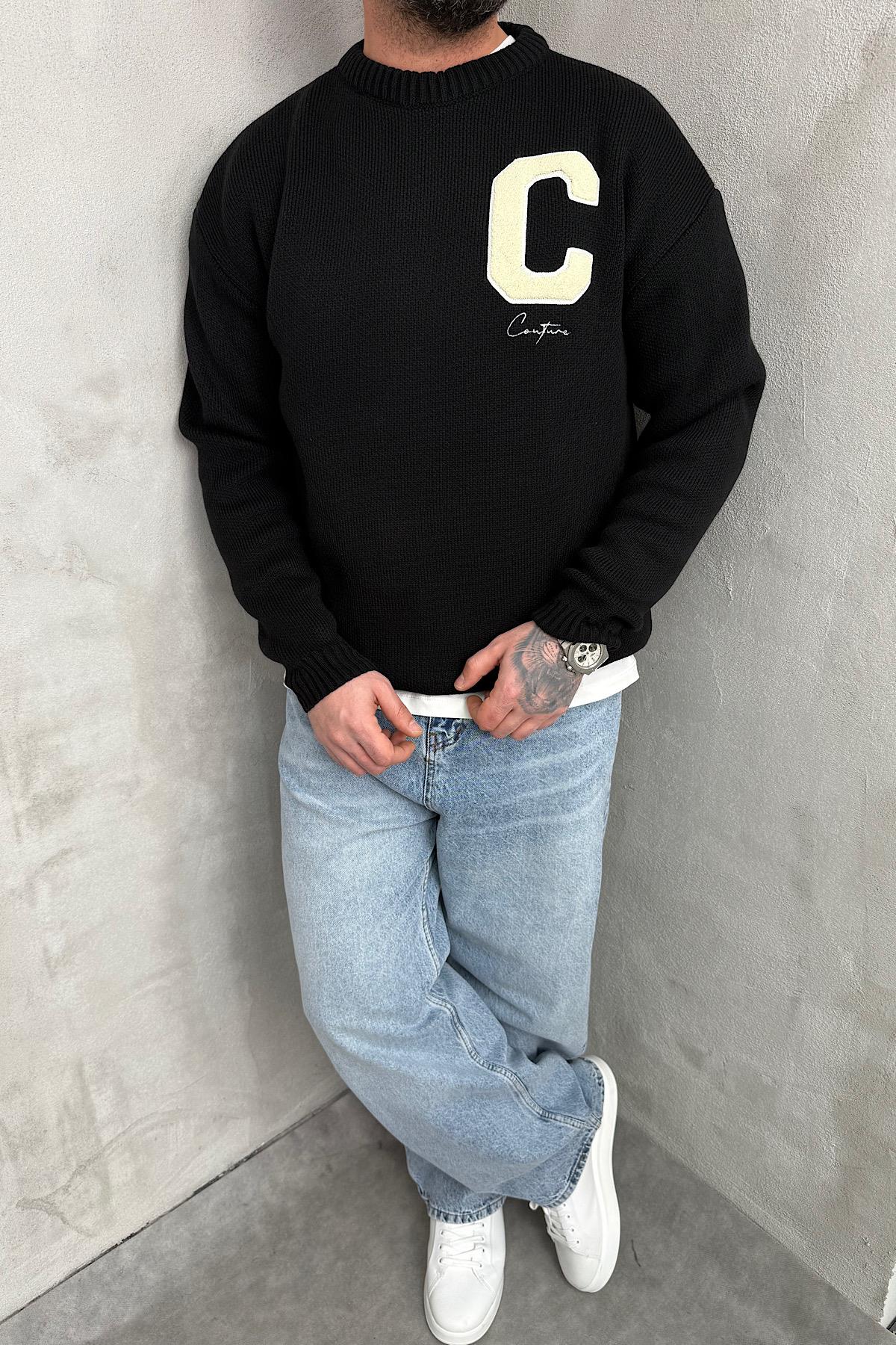 Siyah Baskılı Kazak