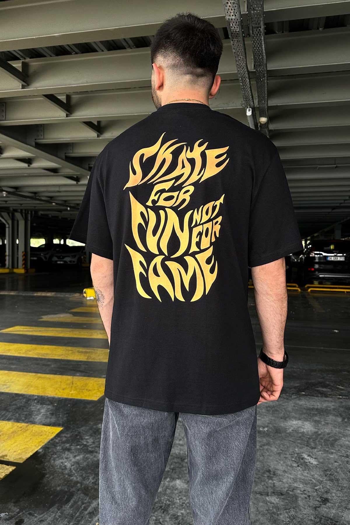 Siyah Baskılı Oversize T-Shirt