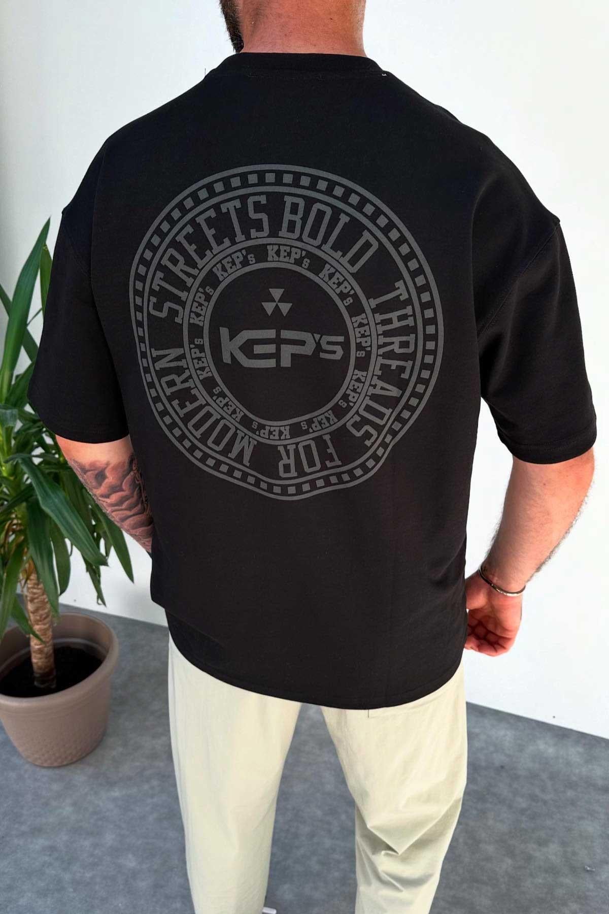 Siyah Baskılı Oversize T-Shirt