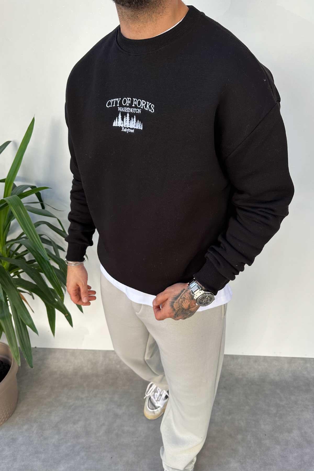 Siyah Baskılı Sweat