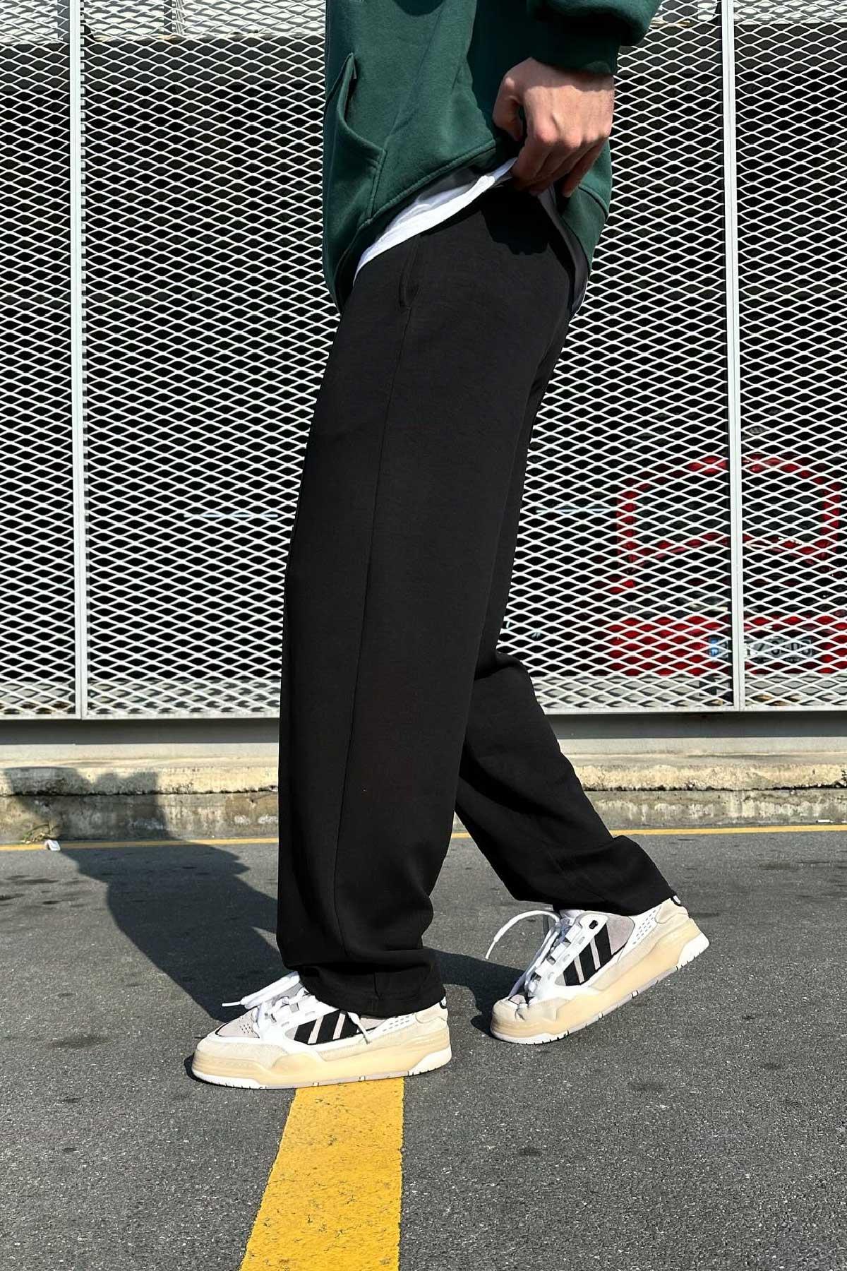 Siyah Bol Klıp Eşofman